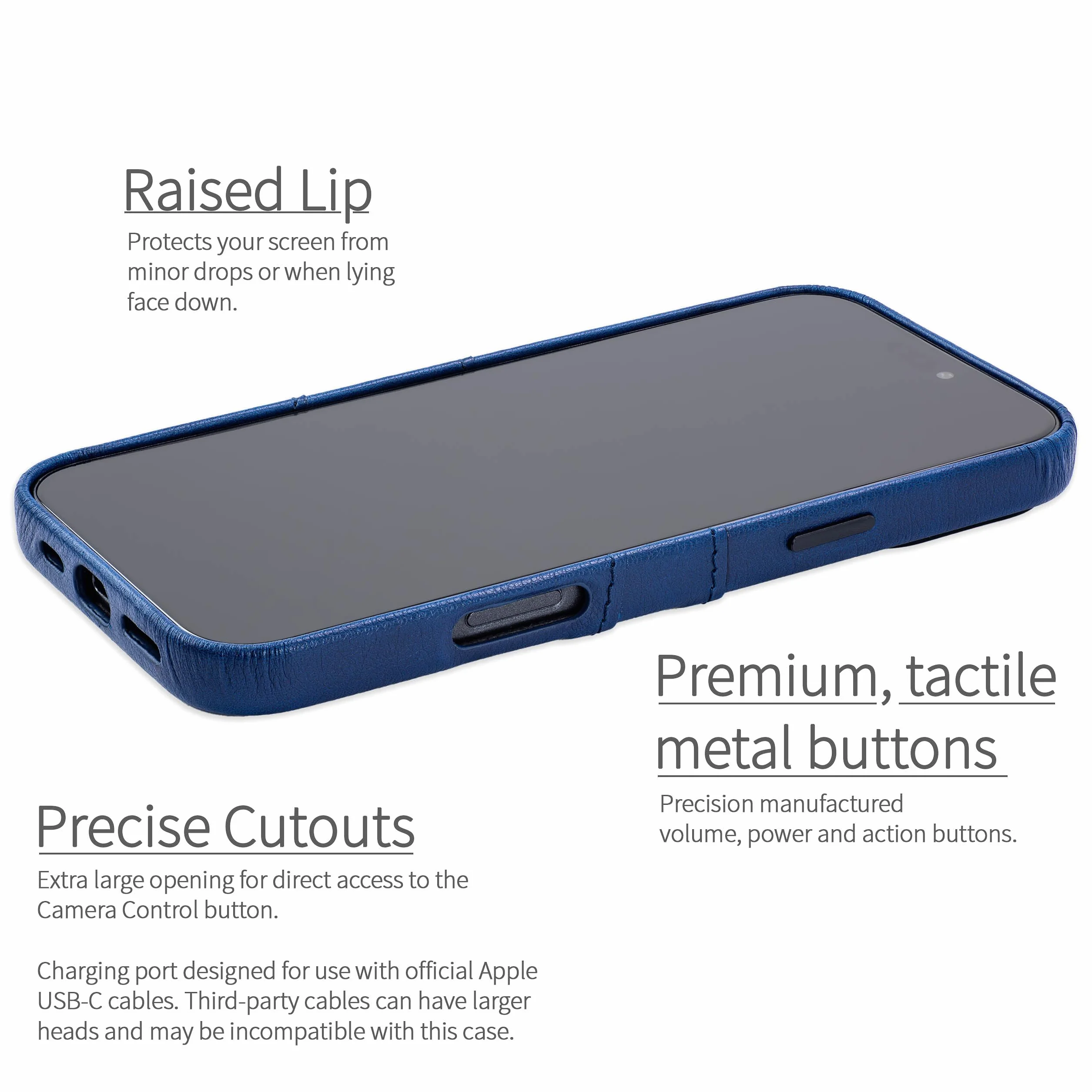 Dockem Etui na iPhone 16 Pro Max z Wbudowaną Metalową Płytką Magnetyczną, 2 Kieszenie, Skóra Syntetyczna Granatowy
