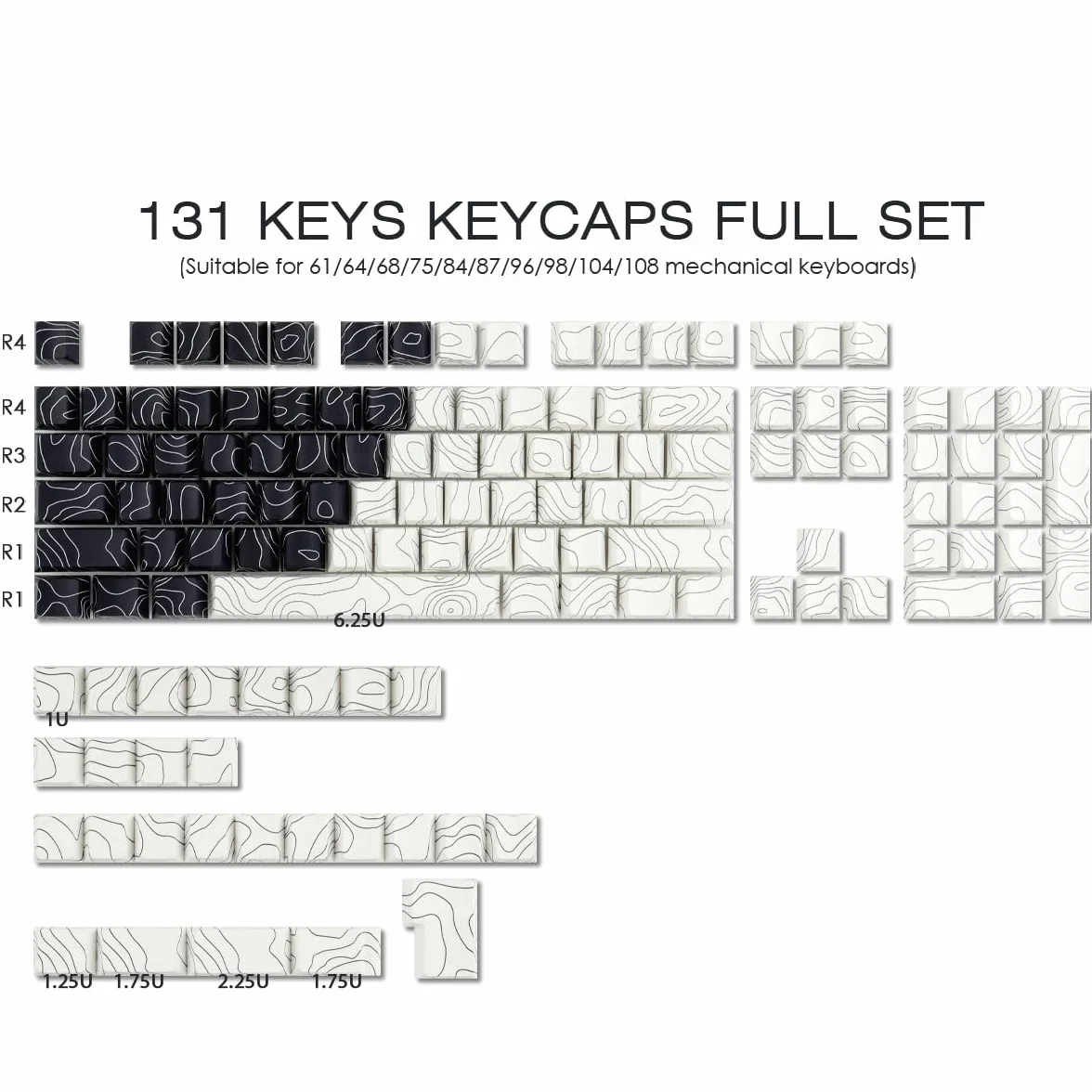 Sunzit Nasadki klawiszy PBT 131 klawiszy profil wiśniowy sublimacja do mechanicznej klawiatury ISO