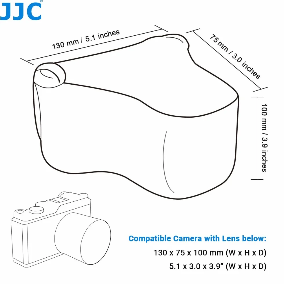 JJC Neoprenowe Etui Na Aparat Canon EOS R7 i R10 z RF-S 18-45 mm f/4,5-6,3 Obiektywem STM, Pasuje Do Kompaktowych Aparatów o Rozmiarze 130x75x100 mm (5,1 x 2,9 x 3,9), Czarne