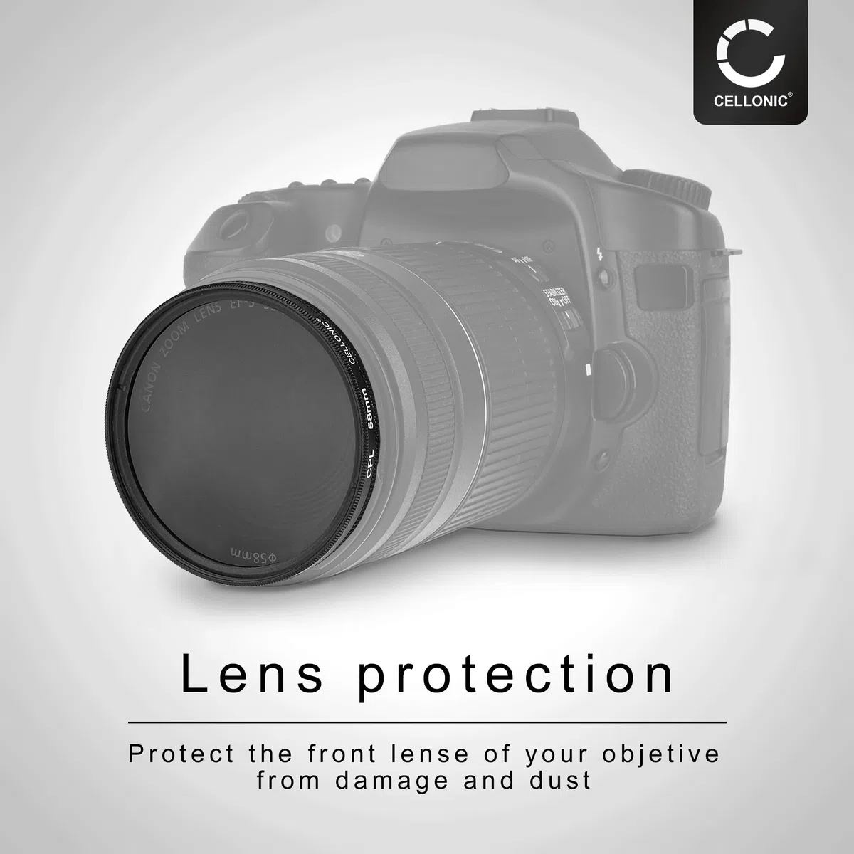 Filtr CPL kompatybilny z Canon EF (Ø 58 mm) obiektyw z gwintem filtra 58 mm - okrągły filtr polaryzacyjny, filtr polaryzacyjny CPL