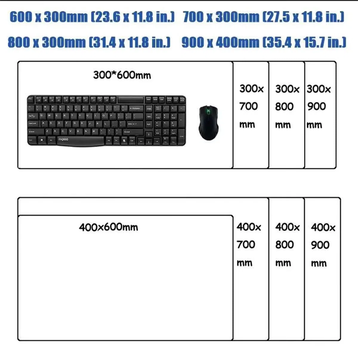 Podkładka pod myszkę i klawiaturę komputera PC, duża, zmywalna, z gumową podstawą antypoślizgową(900x400x2mm)