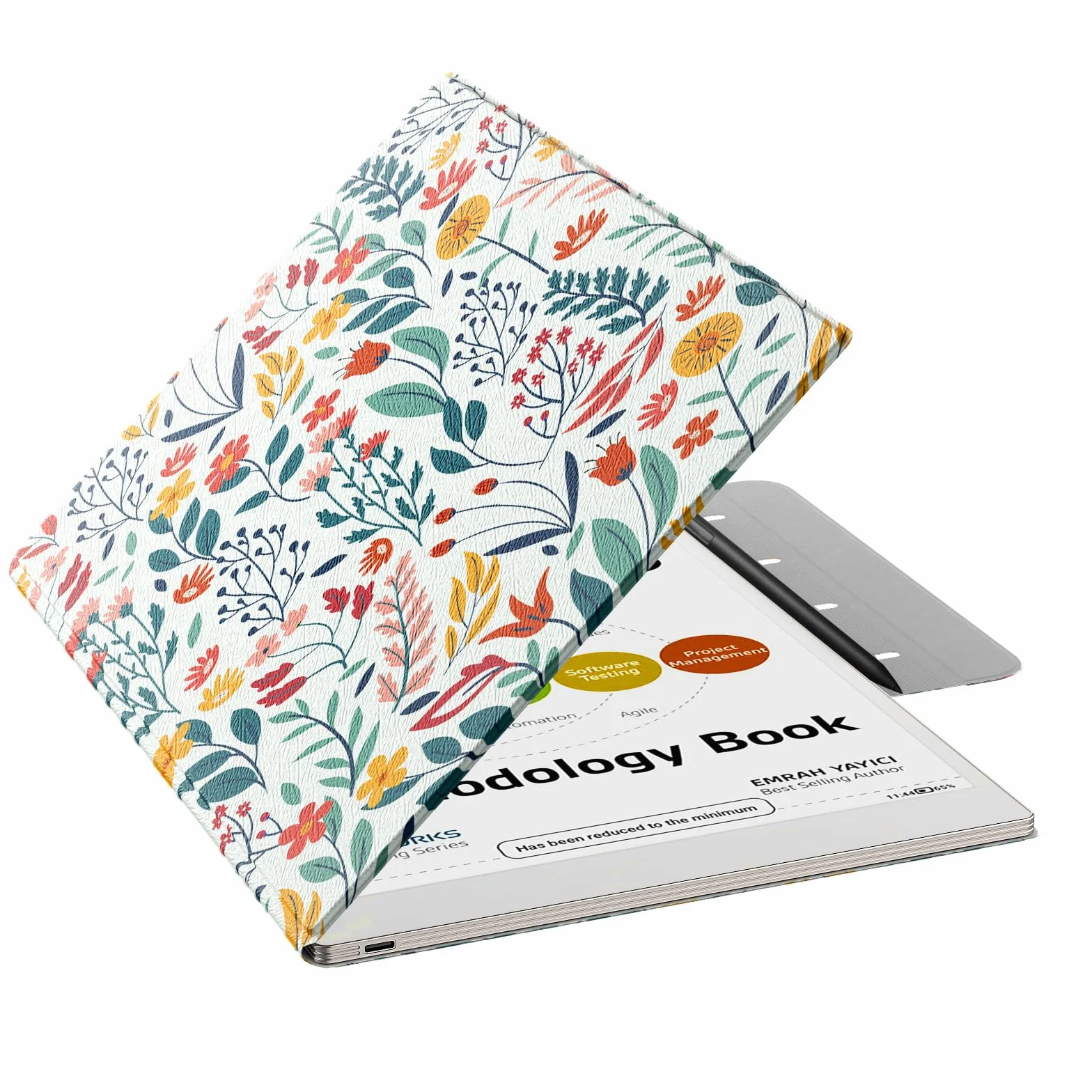 MoKo Case for Remarkable Paper Pro 2024 11.8" Lightweight Ultra-Thin Magnetic Case with Pen Clasp Auto Sleep/Wake Flowers