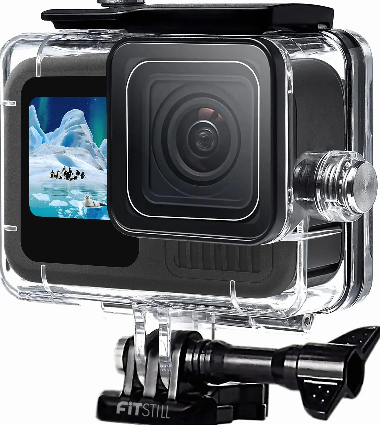 FitStill Wodoszczelna obudowa do Go Pro Hero 12/11/10/9 Black z uchwytem do nurkowania