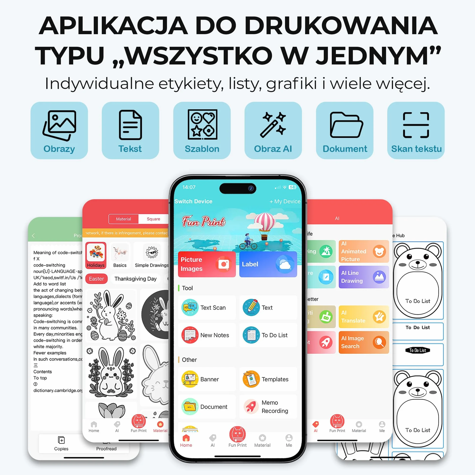 300 DPI Przenośna Mini Drukarka do Telefonu - Instant PrintPod - Bezatramentowa Drukarka Termiczna do Naklejek, Drukarka Bluetooth do Etykiet, Mini Drukarka do Zdjęć (Czarny)