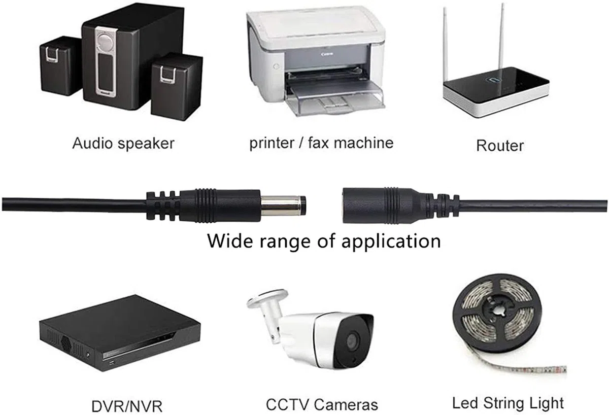 20 cm DC 5,5 mm x 2,5 mm męski do żeńskiego włącznika/wyłączania kabel do kamery bezpieczeństwa LED CCTV (4-opakowaniowe)