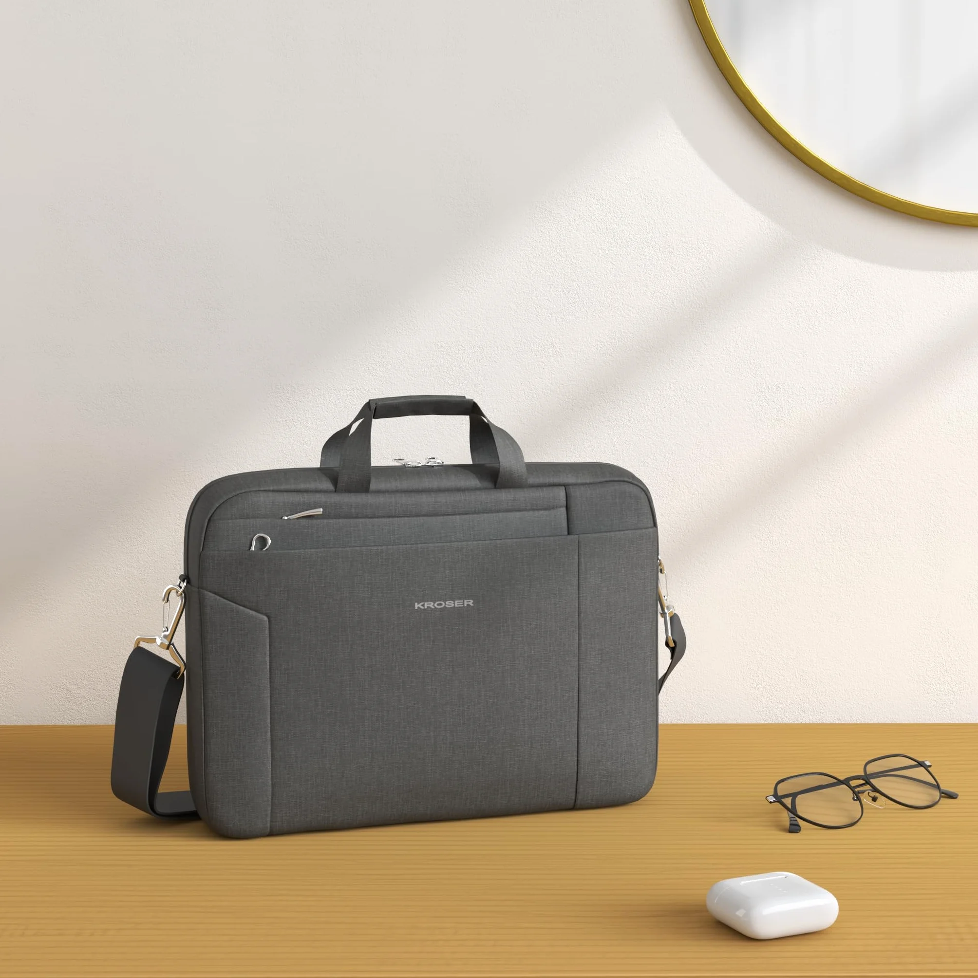 KROSER Torba na laptopa 15,6 cala wodoodporna aktówka na ramię biznes