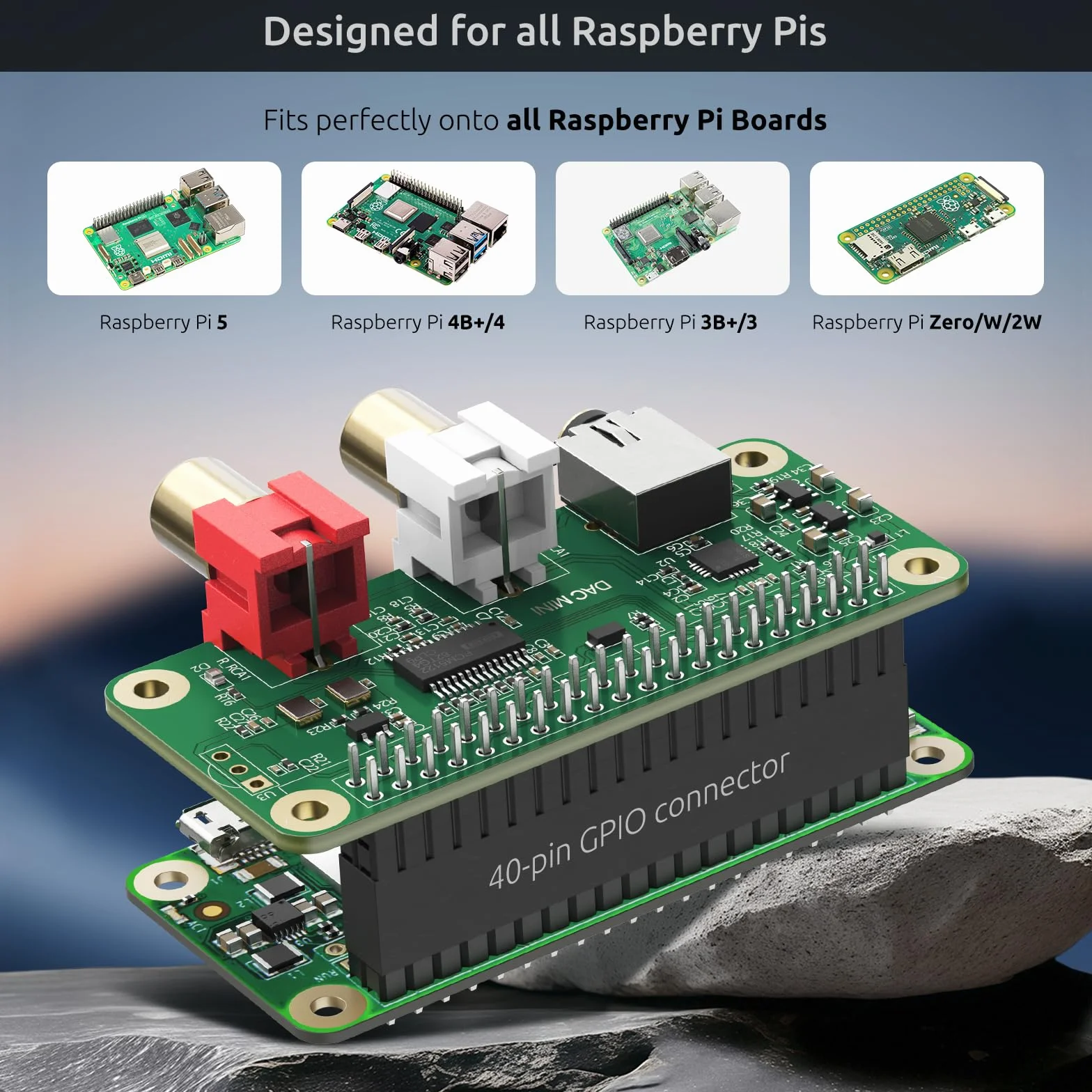 InnoMaker DAC Mini Hat Karta Dźwiękowa PCM5122 do Raspberry Pi 5/4/3B+/Zero 2W, Shield HiFi 384kHz/32bit z Wyjściem RCA i 3.5mm