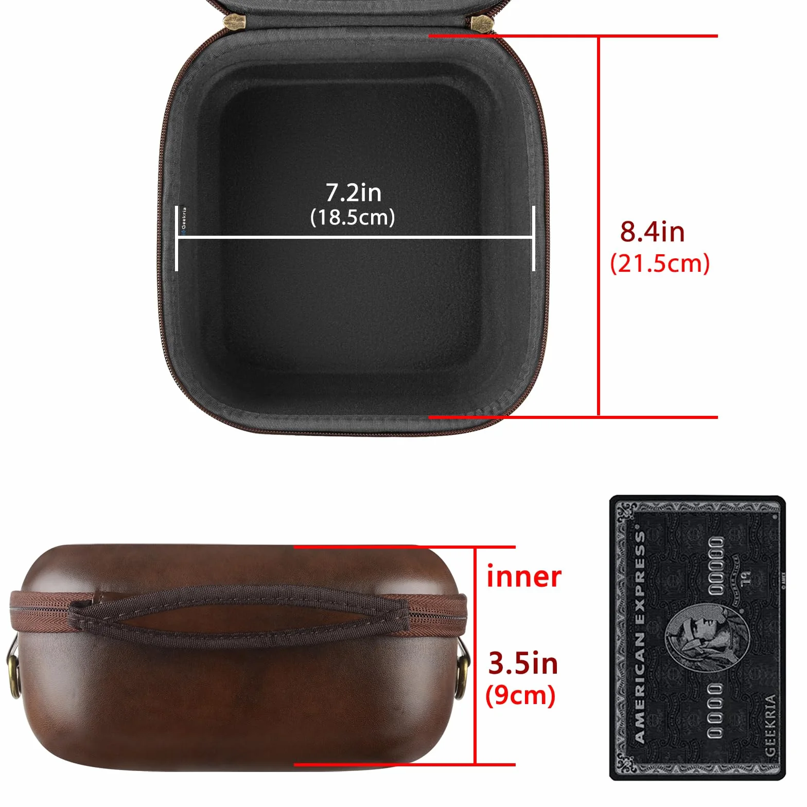 Geekria Etui na słuchawki Sennheiser HD 550 505 599 598 560S 559 558 555 400 Pro twarda torba podróżna PU brązowe