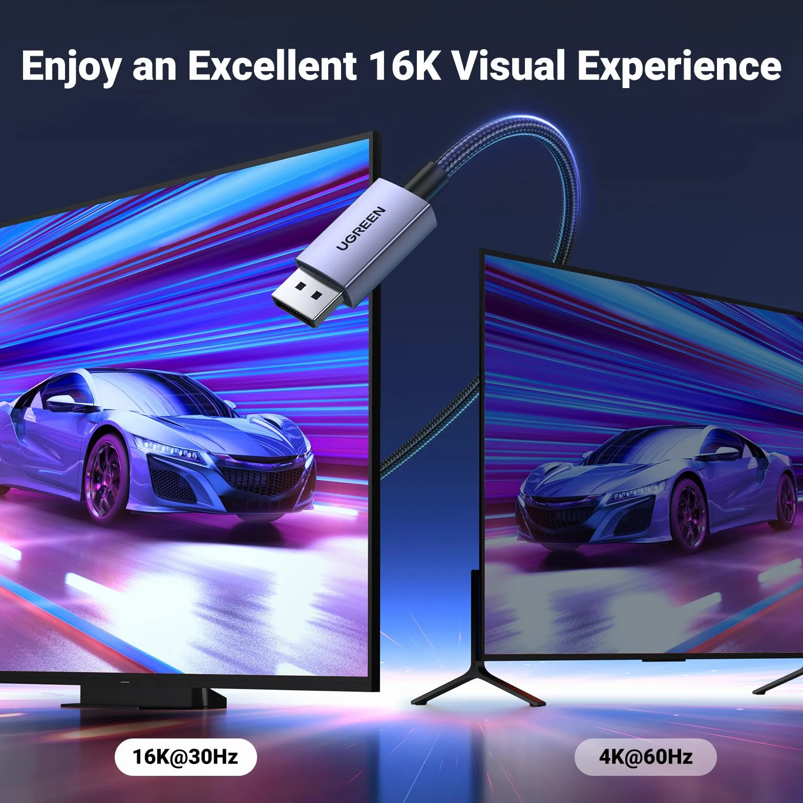 UGREEN Kabel DisplayPort 2.1 Certyfikat VESA, kabel DP 2.0 Kabel DP do DP obsługuje 16K przy 30 Hz, 8 K przy 60 Hz, 4K przy 240 Hz 80 Gb/s Kabel HDR, HDCP, DisplayPort 2.1 (3M)