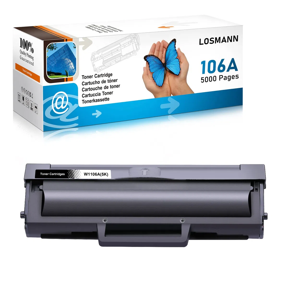 LOSMANN Wkłady z tonerem 106A XXL (5000 stron), kompatybilne z HP 106A W1106A do HP Laser 107a 107r 107w MFP 135a 135r 135W 135wg MFP 137fnw z chipem (5-krotna pojemność, 1 czarny)