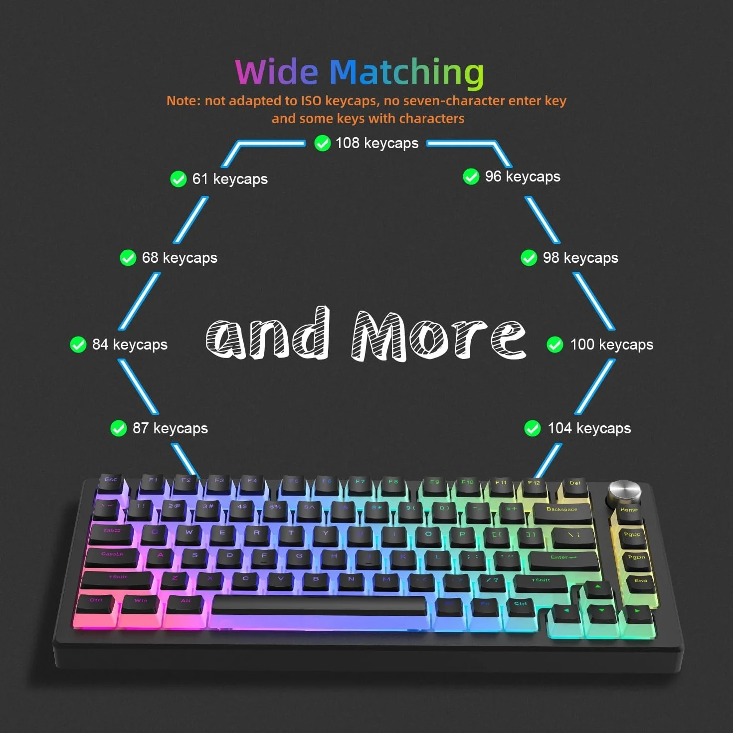 Klawisze PBT Keycaps 165 niestandardowy zestaw nasadek klawiszy profil OEM przezroczyste czarny