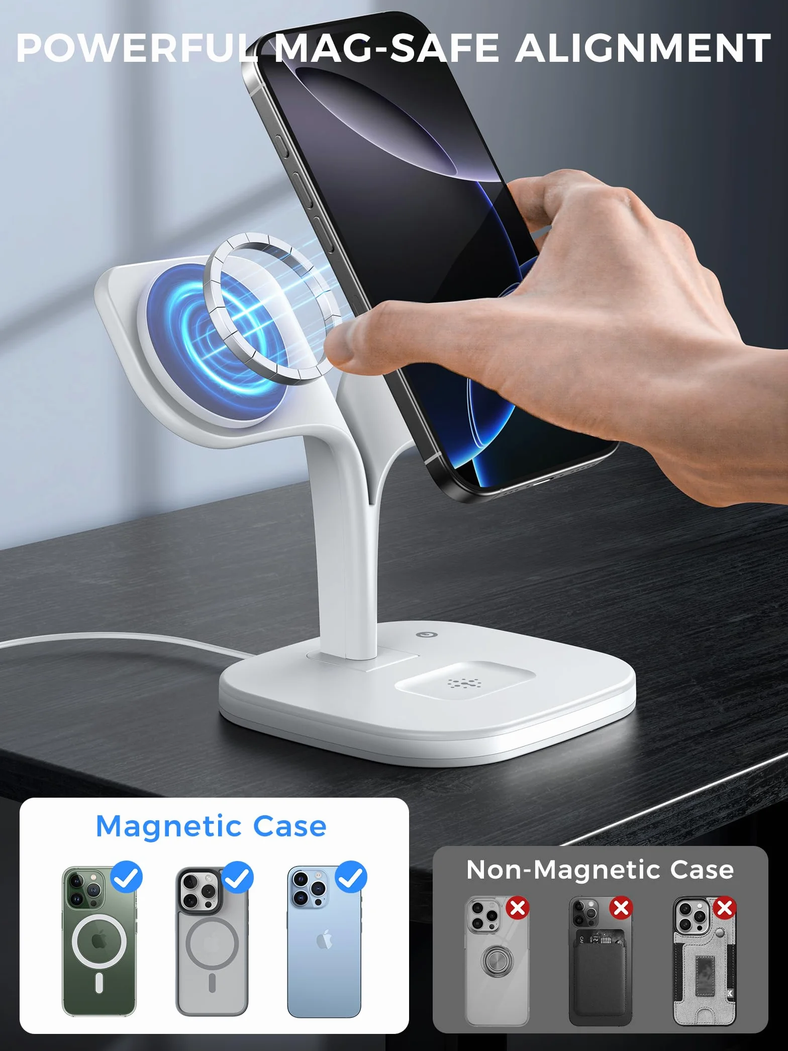 HJCE Bezprzewodowa ładowarka, 20W stacja ładująca 3 w 1 do Apple składana, indukcyjna do iPhone 17e Air 17 16 15 14 13 12, Apple Watch 11/10/9/8/7/6/5/4/3/2/SE/Ultra, AirPods Pro/3/2