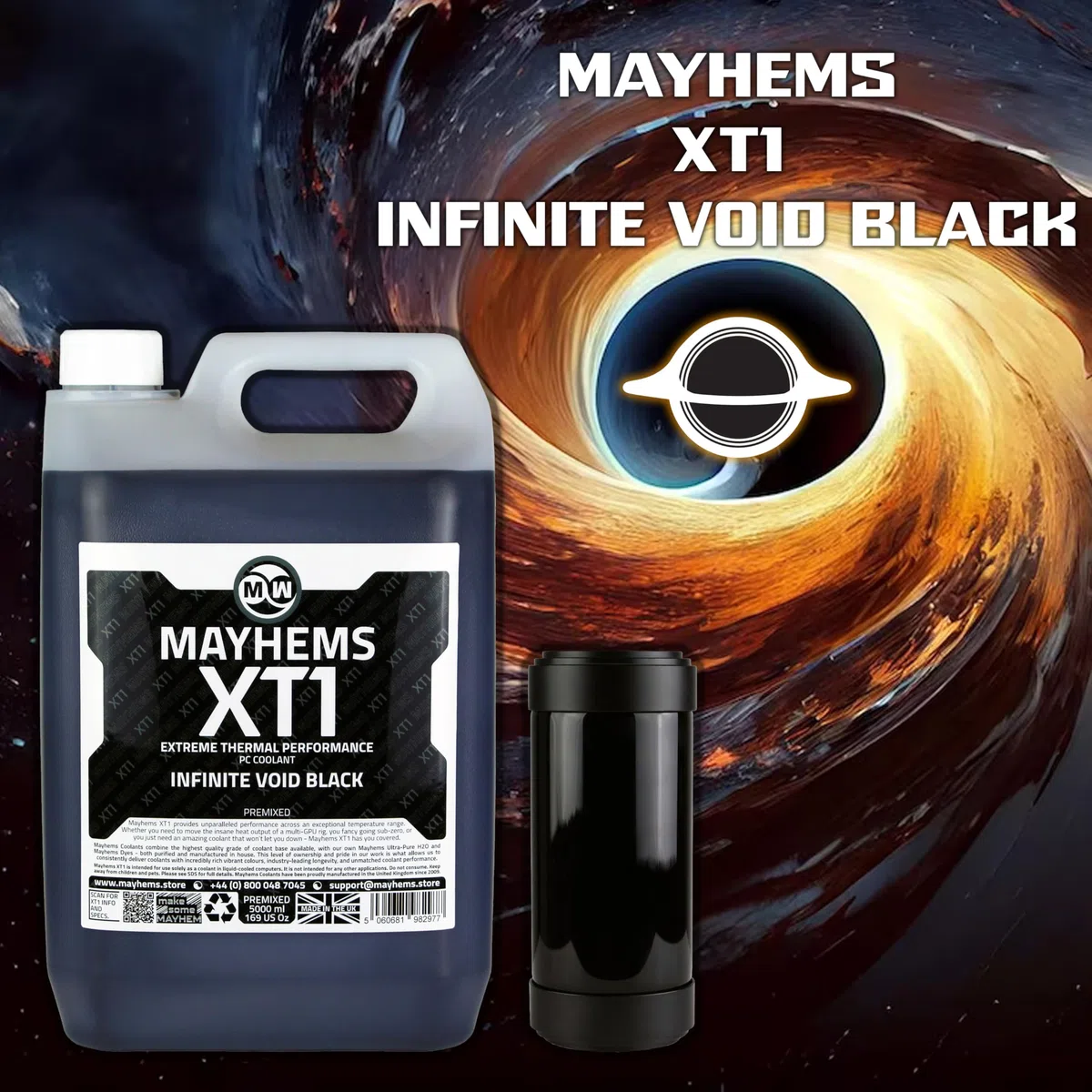 Mayhems - XT1 gotowy płyn chłodzący do komputerów PC - płyn do chłodzenia wodnego komputerów - Seria wydajności cieplnej, 5 litr, infinite void black (czarny)