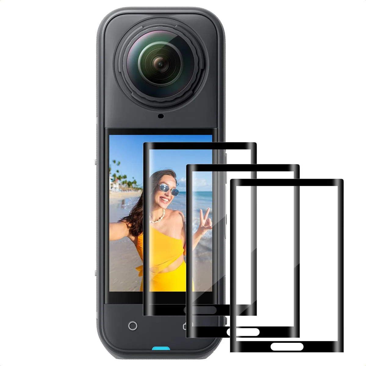 K&F Concept Osłona ekranu do akcesoriów Insta360 X5 (3 sztuki), folia ochronna ze szkła hartowanego do Insta360 X4/Insta 360 X5, Ultra HD, twardość 9H, odporna na zarysowania