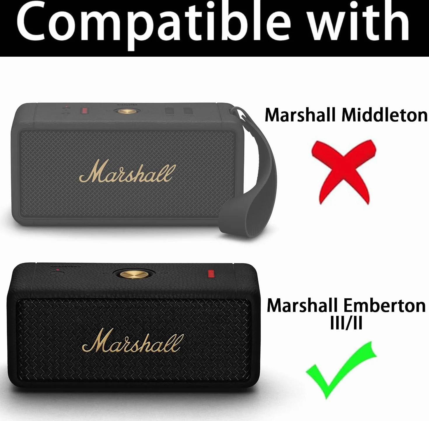 Aenllosi dla Marshall Emberton III/II/Emberton Przenośny głośnik Bluetooth Hard Case Carry-Case, Pojedyncze etui (czarny)