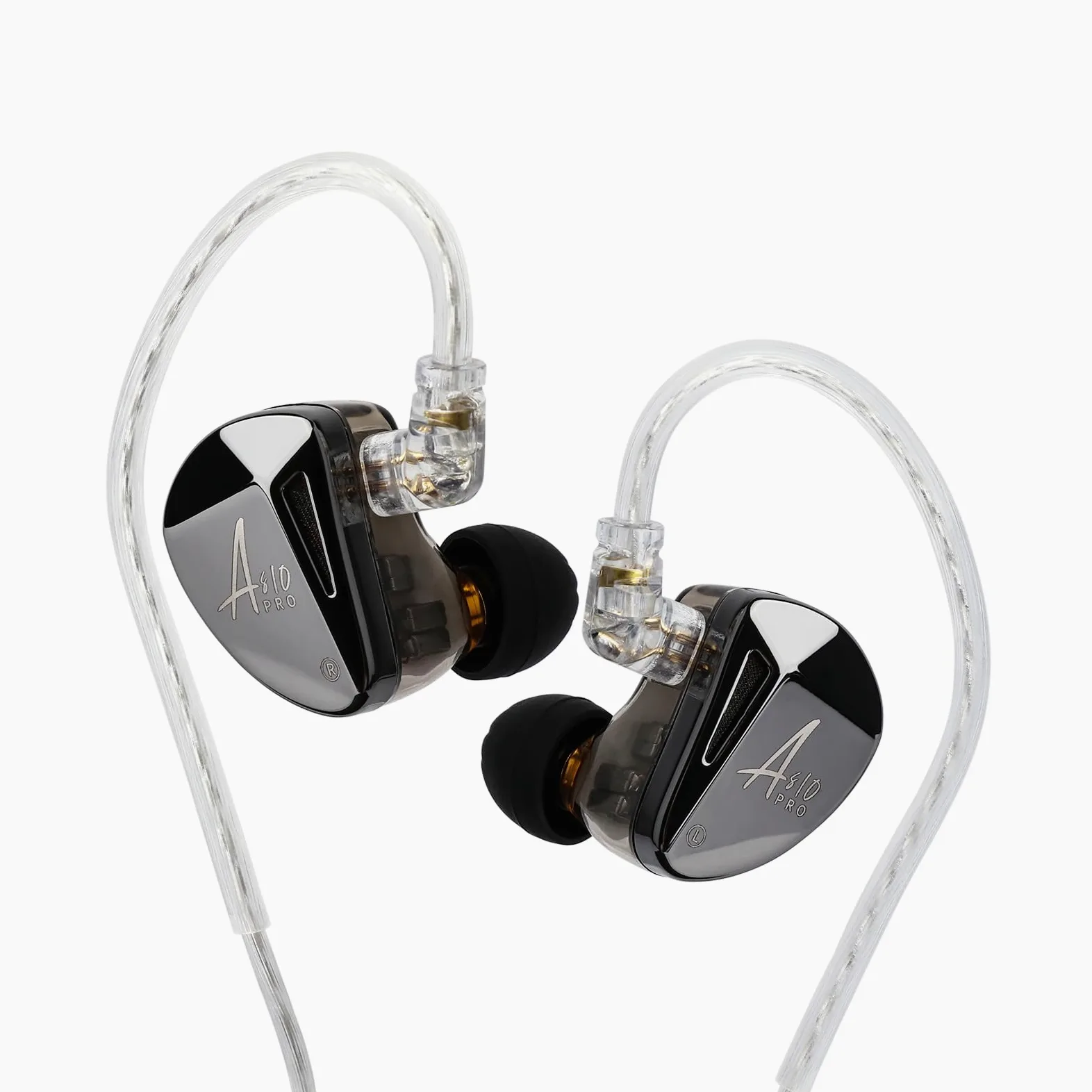 LINSOUL x KZ AS10 PRO 5BA Słuchawki przewodowe douszne, HiFi słuchawki dokanałowe z lustrzanym, wielokątnym panelem czołowym, odpinanym, zanurzonym kablem 2Pin dla audiofilów (bez mikrofonu)