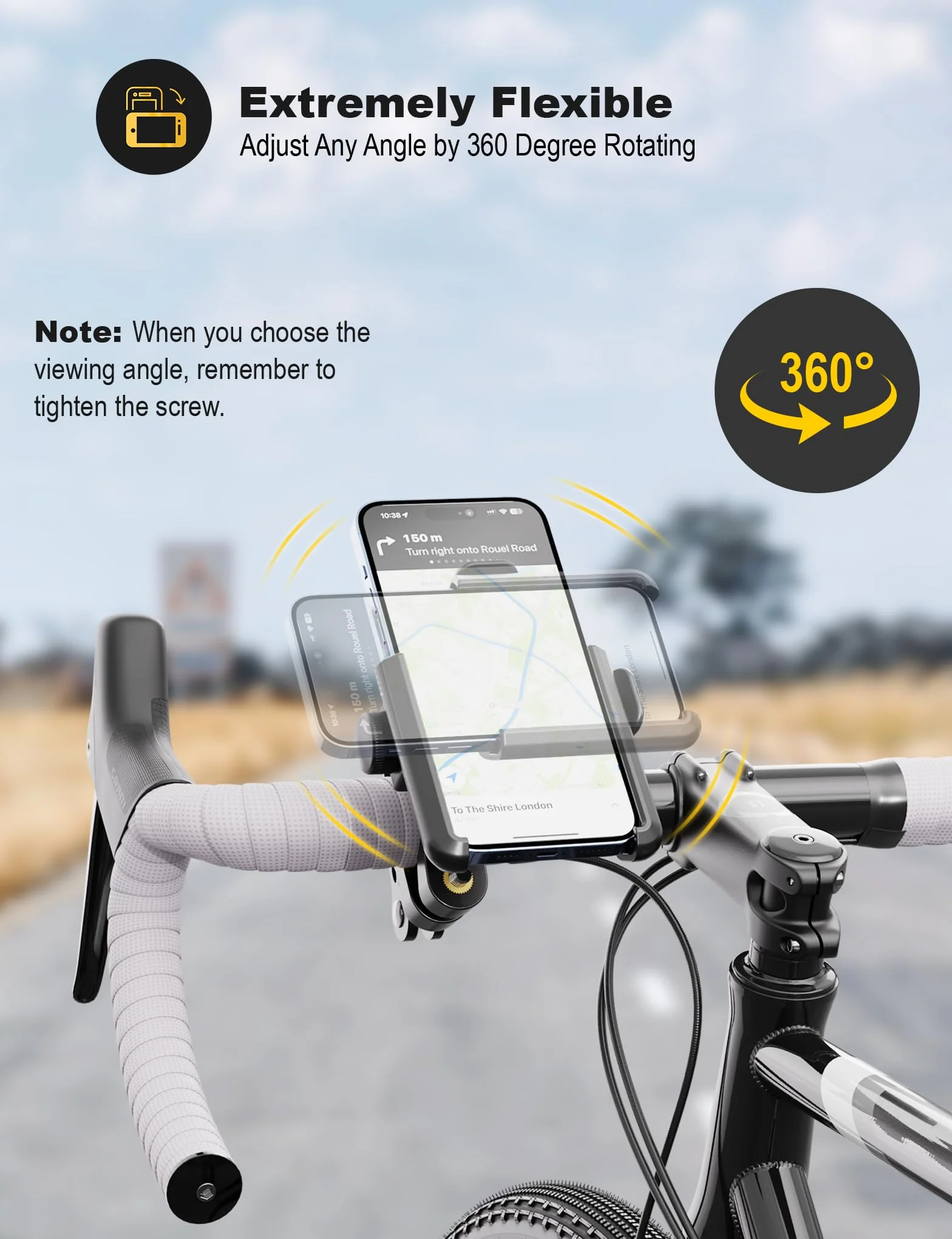Grefay Uniwersalny Uchwyt na Telefon Rowerowy Motocykla MTB Skutera Szybki Demontaż Obracany o 360 Stopni do Smartfonów o Przekątnej 3,5-7,0 Cala
