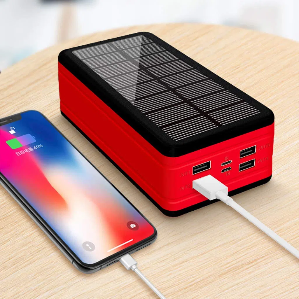 Powerbank Powerbank 50000 mAh Powerbank/Ładowarka solarna Powerbank/Powerbank solarny/Ładowarka przenośna solarna Powerbank/Telefon komórkowy Przenośne powerbanki, czerwony