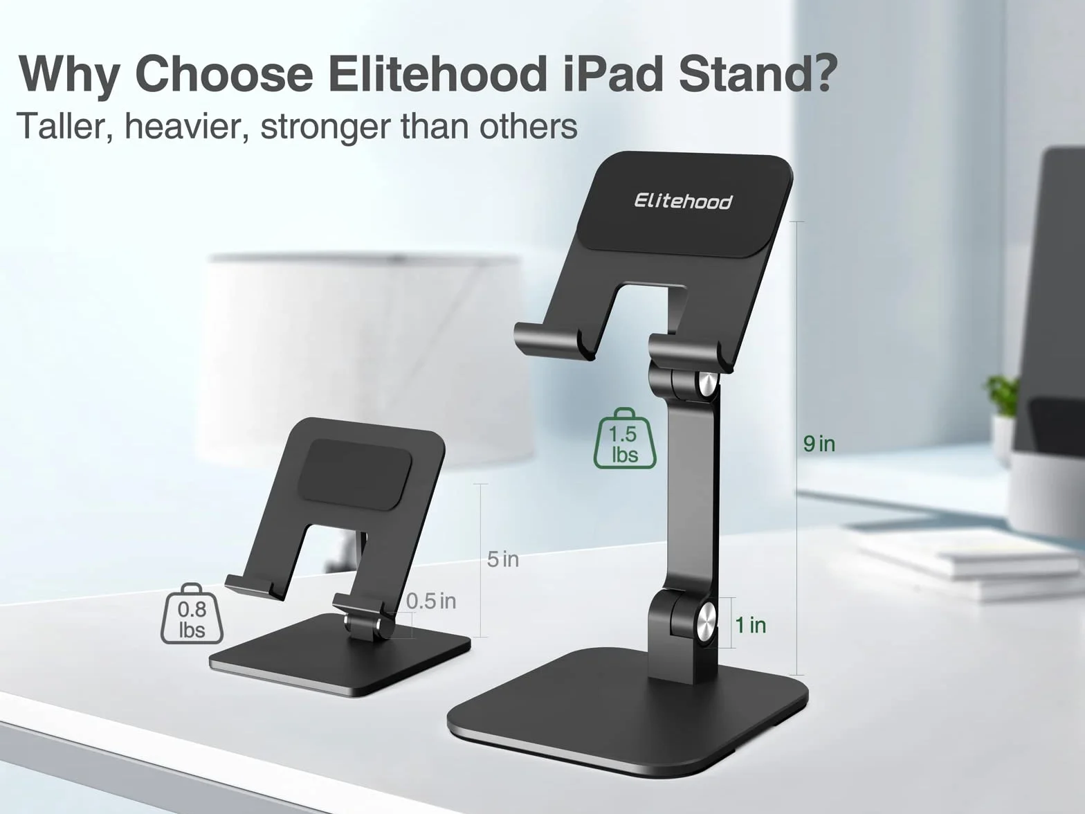 Elitehood aluminiowy stojak na iPad regulowany w wysokości, kompatybilny z iPad Pro 12.9, iPad Air Mini 6