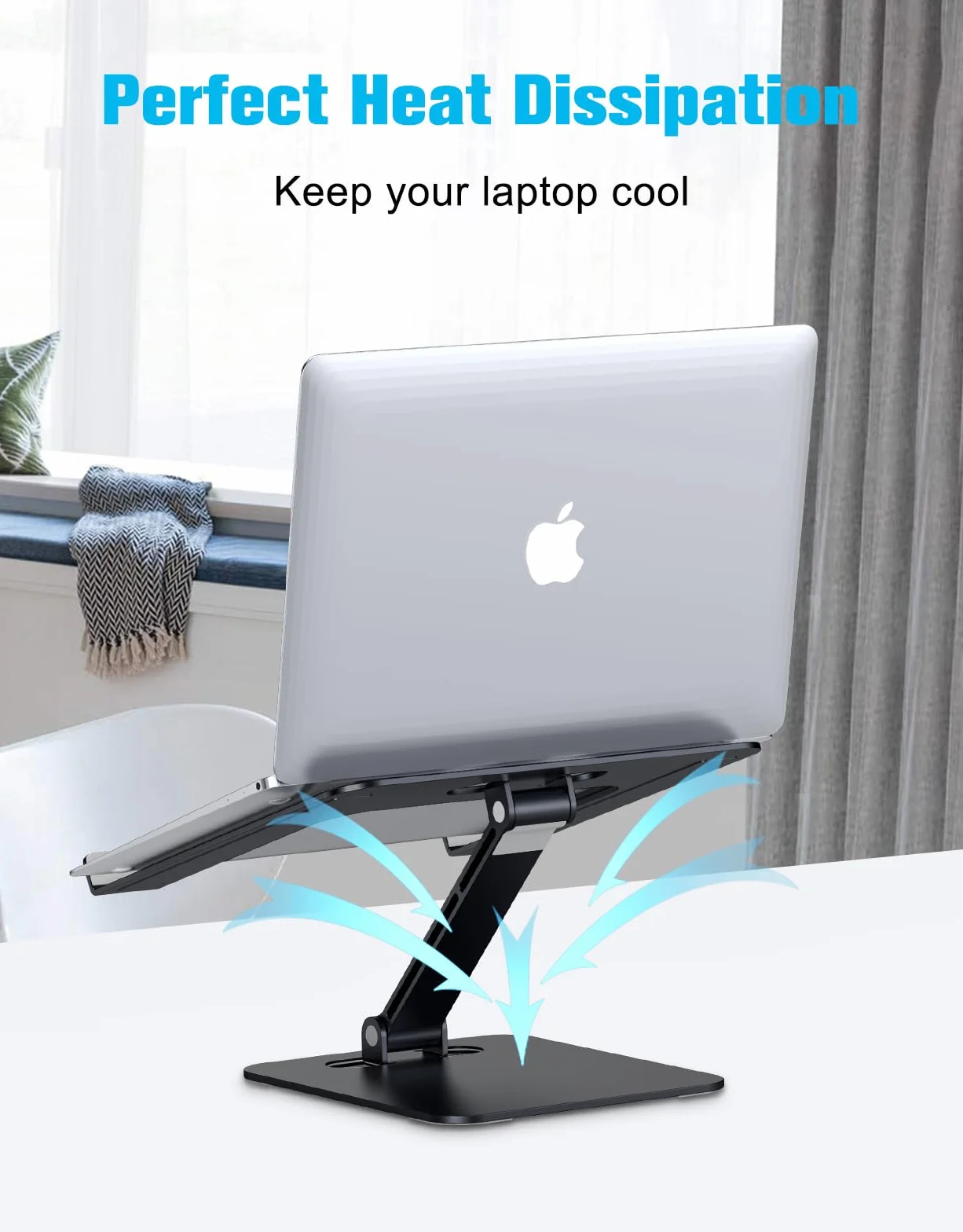 Babacom Stojak na laptopa z regulacją wysokości, składany, aluminiowy, ergonomiczny, wentylowany, kompatybilny z MacBook Air Pro i laptopami 10-16", czarny
