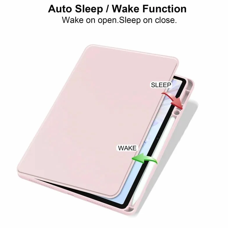 360° Rotation PU Leather Tablet Case Suitable For Lenovo Yoga Tab 2025 11.1" TB-710FU Acrylic Hard Cover With Pen Holder(Pink)