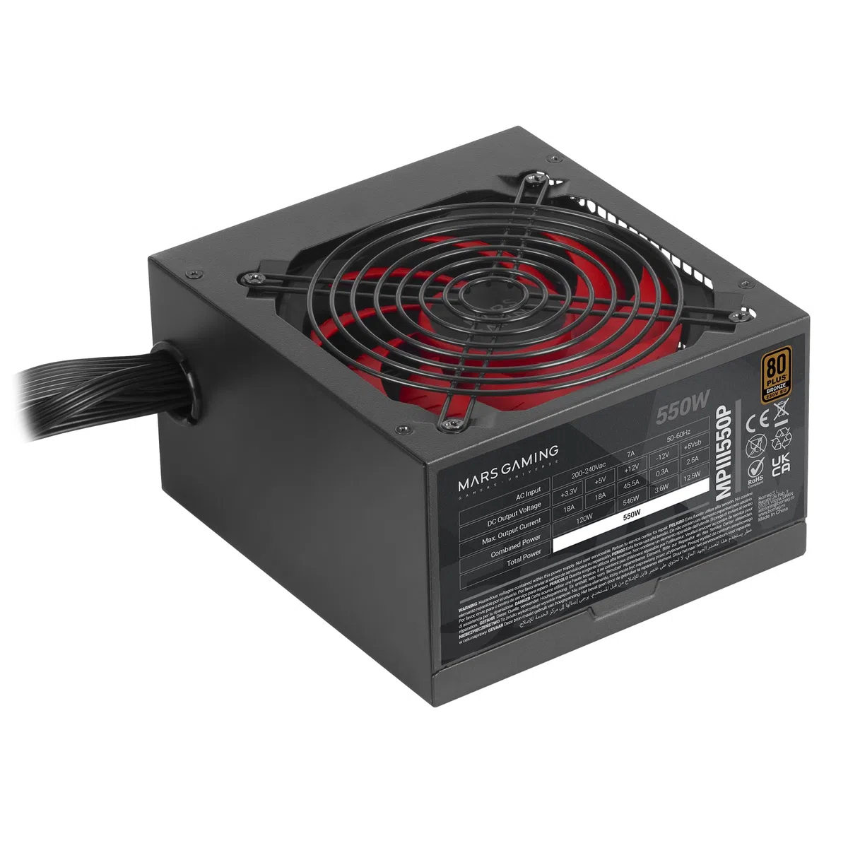 Mars Gaming MPIII550P ATX 550W Zasilacz, 80 Plus Bronze, Czarny