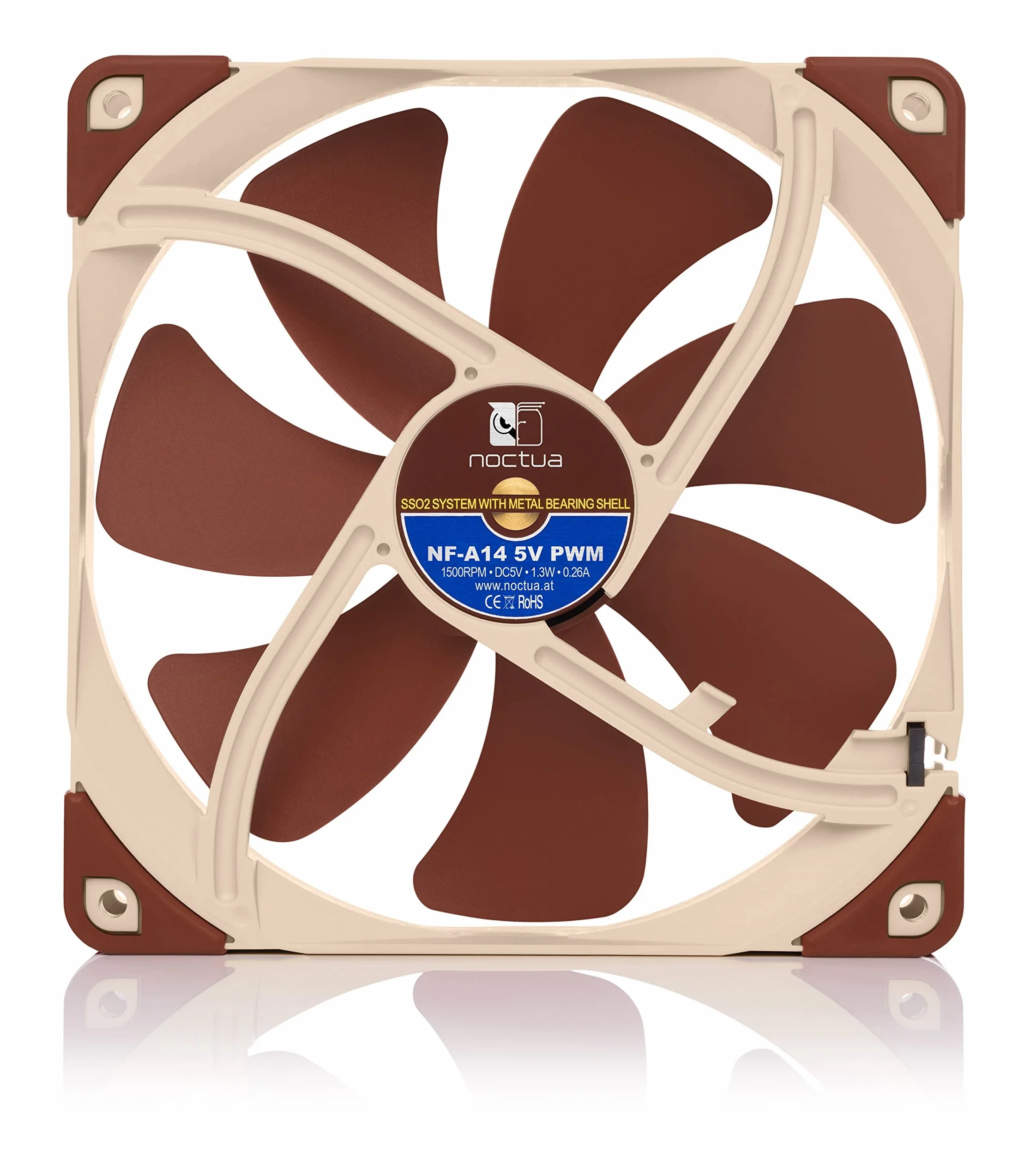 Noctua NF-A14 5V PWM 140 mm Cichy Wentylator Klasy Premium Brązowy