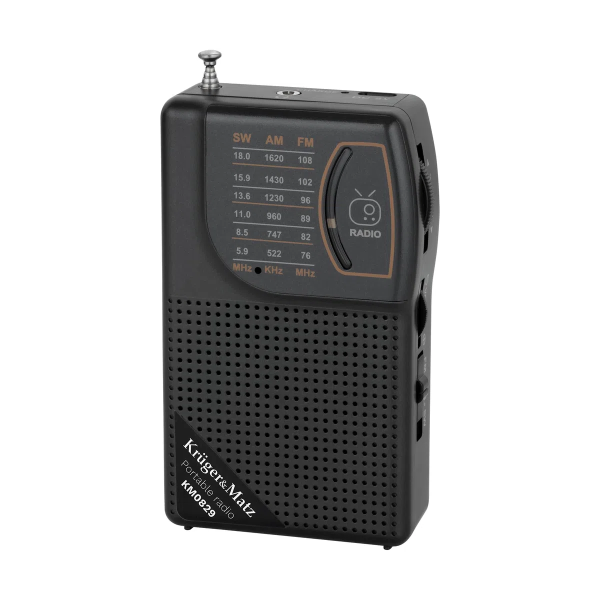 Krüger&Matz Radio Przenośne Analogowe Moc 3W AM/FM/SW Akumulator 500mAh Antena Teleskopowa Jack 3,5 KM0829