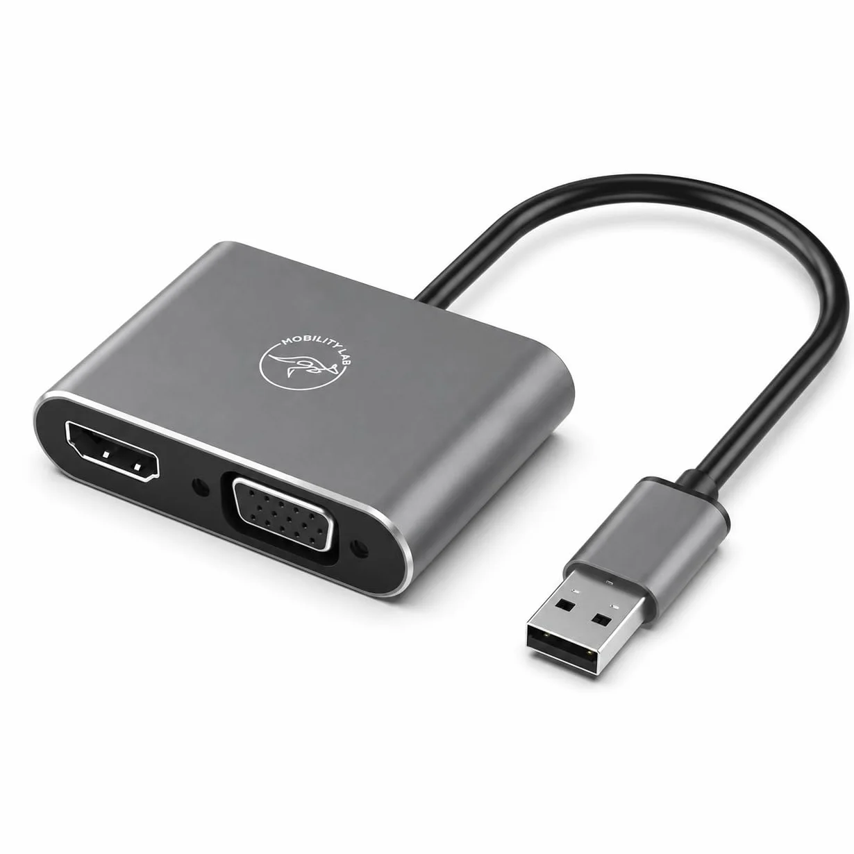 Mobility Lab Adaptator USB 3.0 do HDMI & VGA - Wysoka Rozdzielczość 1920x1080p - Kompatybilny z macOS i - Prezentacje, Filmy, Gry - Plug & Play Bez Oprogramowania - Mobilność Bez Granic
