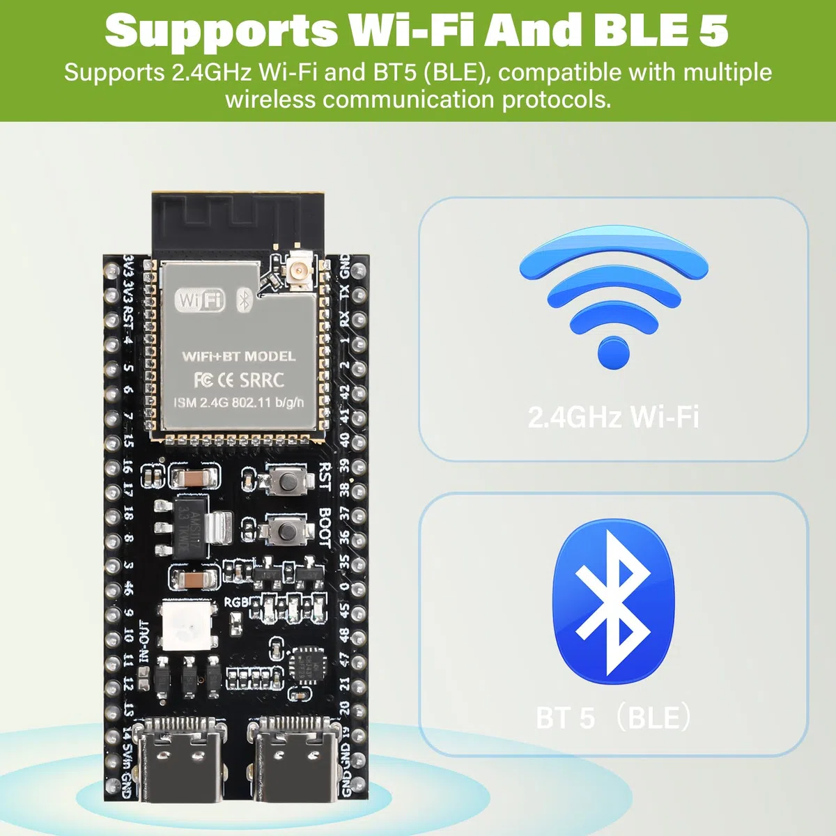 diymore 3 szt. do ESP32-S3 DevKitC-1 N16R8 moduł, do ESP32 S3 1-N16R8 deska rozwojowa z WiFi, Bluetooth 5.0, antena USB C