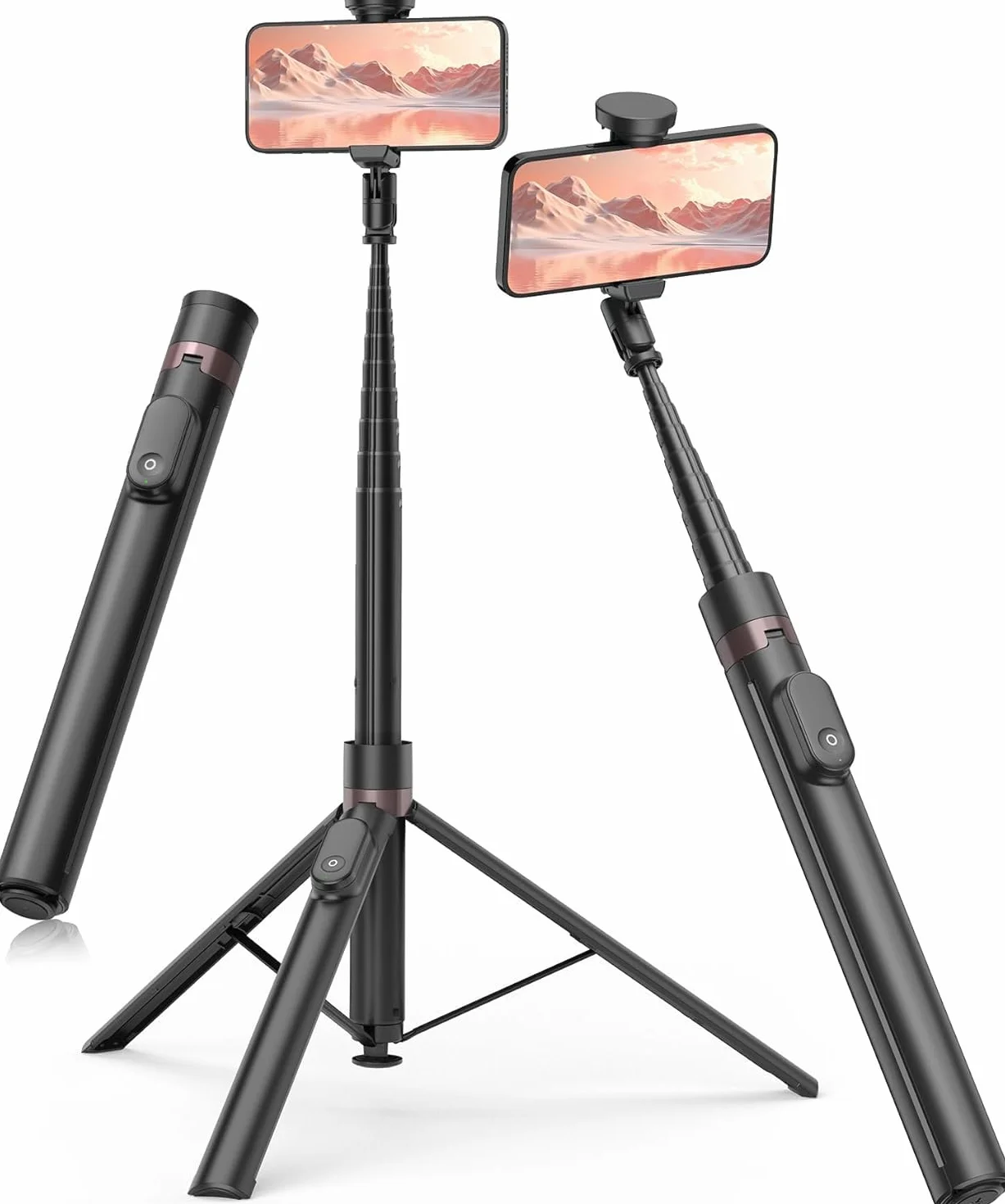 TONEOF Automatyczny Statyw do Selfie 168cm z Magnetycznym Pilotem Obrotowy 360° na iPhone Android Czarny