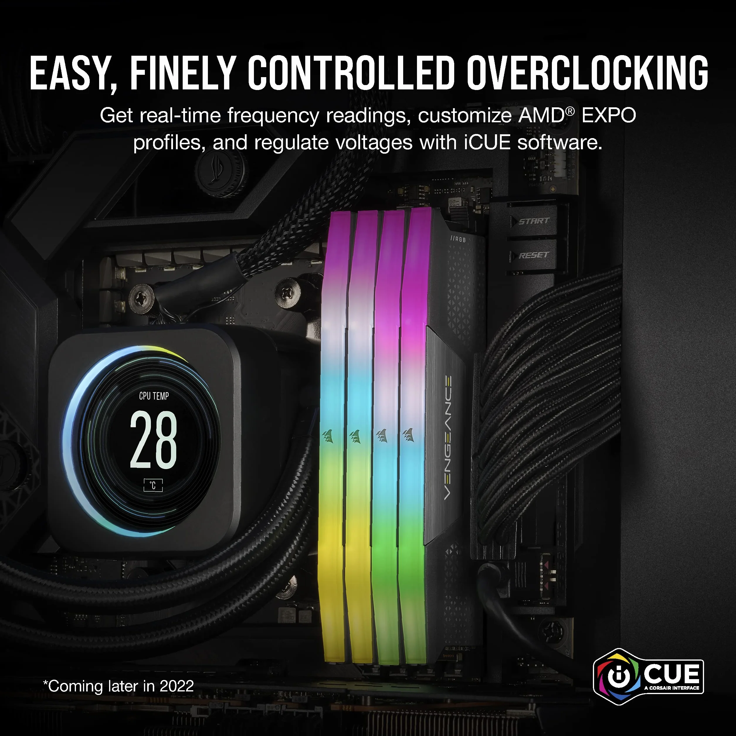 CORSAIR VENGEANCE RGB DDR5 32GB (2x16GB) DDR5 5200MHz CL40 AMD EXPO Intel XMP iCUE Kompatybilna Pamięć Komputerowa – Szara (CMH32GX5M2B5200Z40K)