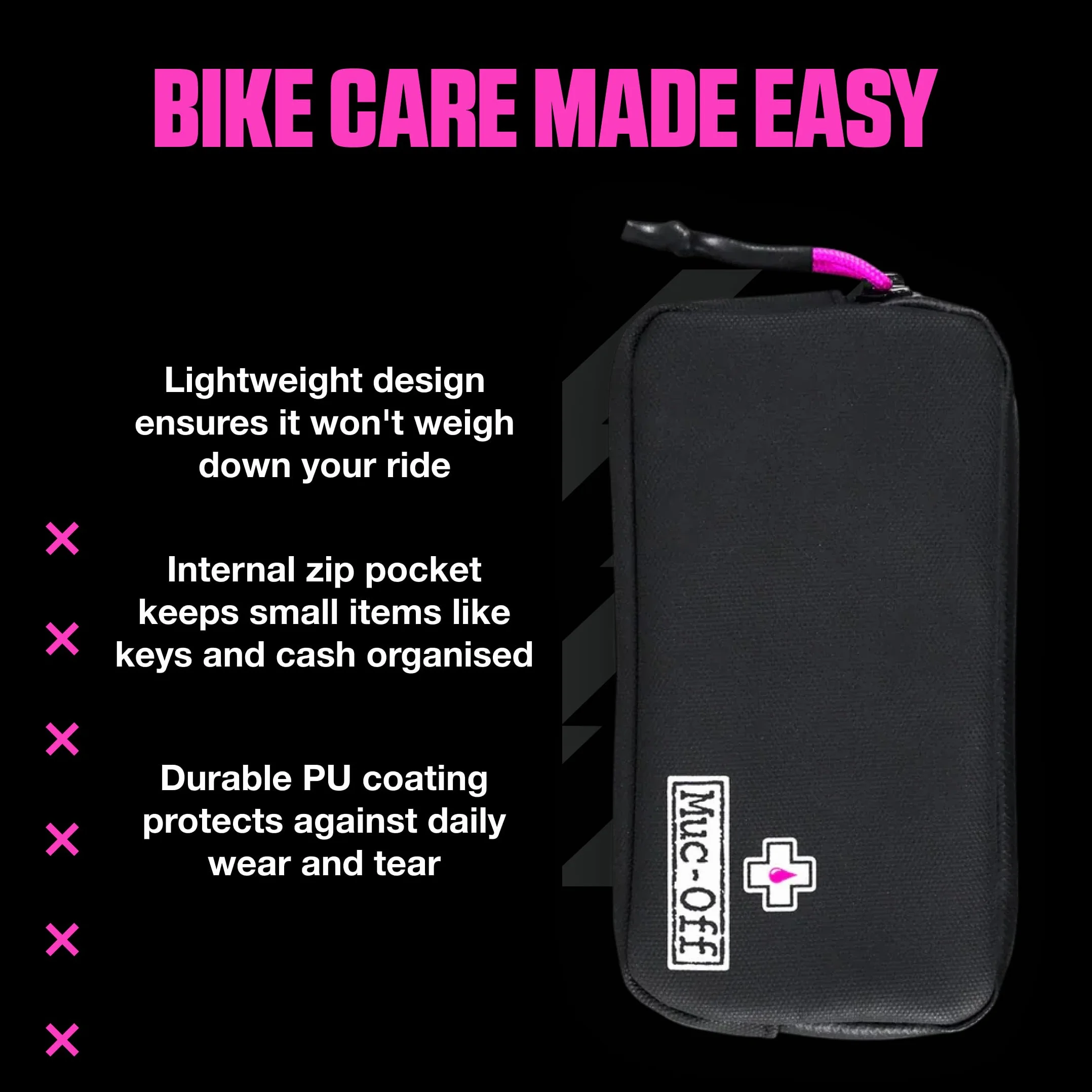 Muc-Off Rainproof Essentials Case, Czarne – Etui na Telefon na Rower – Saszetka na Rower – Portfel na Rower z Zamkiem – Akcesoria Rowerowe do Przechowywania Telefonu Komórkowego i Narzędzi Rowerowych