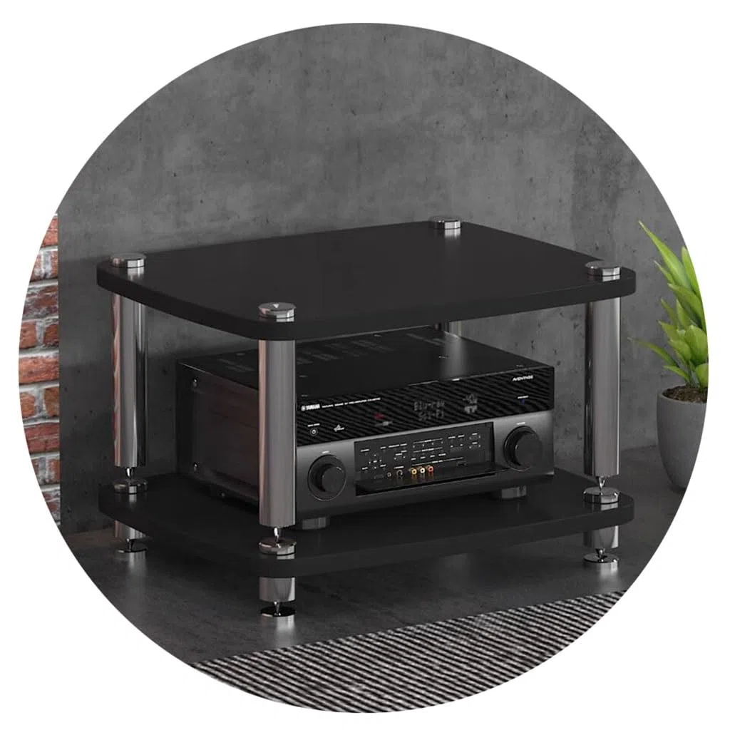 1/2/3/4-Warstwowa Szafka Na Sprzęt Audio Hifi, Urządzenia Strumieniowe, Stojak Na Sprzęt Audio Z Amortyzującymi Nóżkami, Komponenty Audio-Wideo, Czarna, 60 * 48 * 38 Cm (2 Poziomy)
