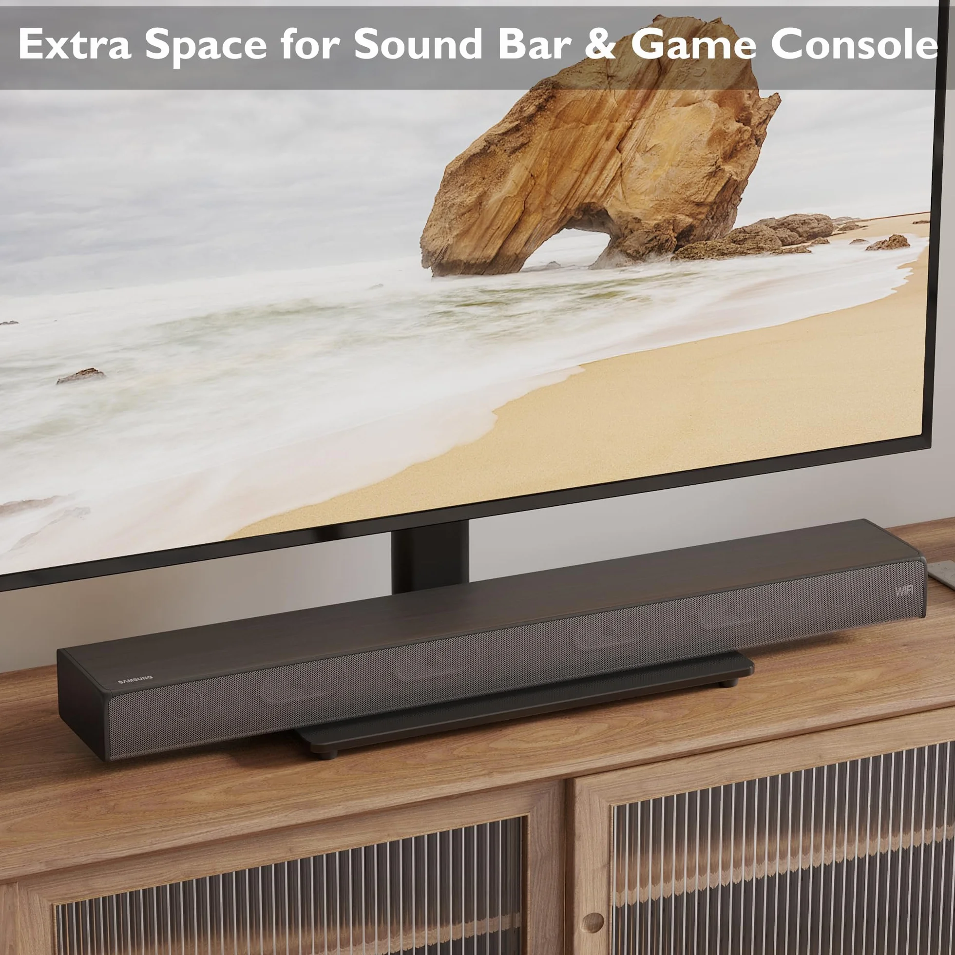 BONTEC Uniwersalny Stojak Telewizor 26"-55" LCD LED Plazmowy Regulacja Wysokości Podstawa Szkło Hartowane 8mm