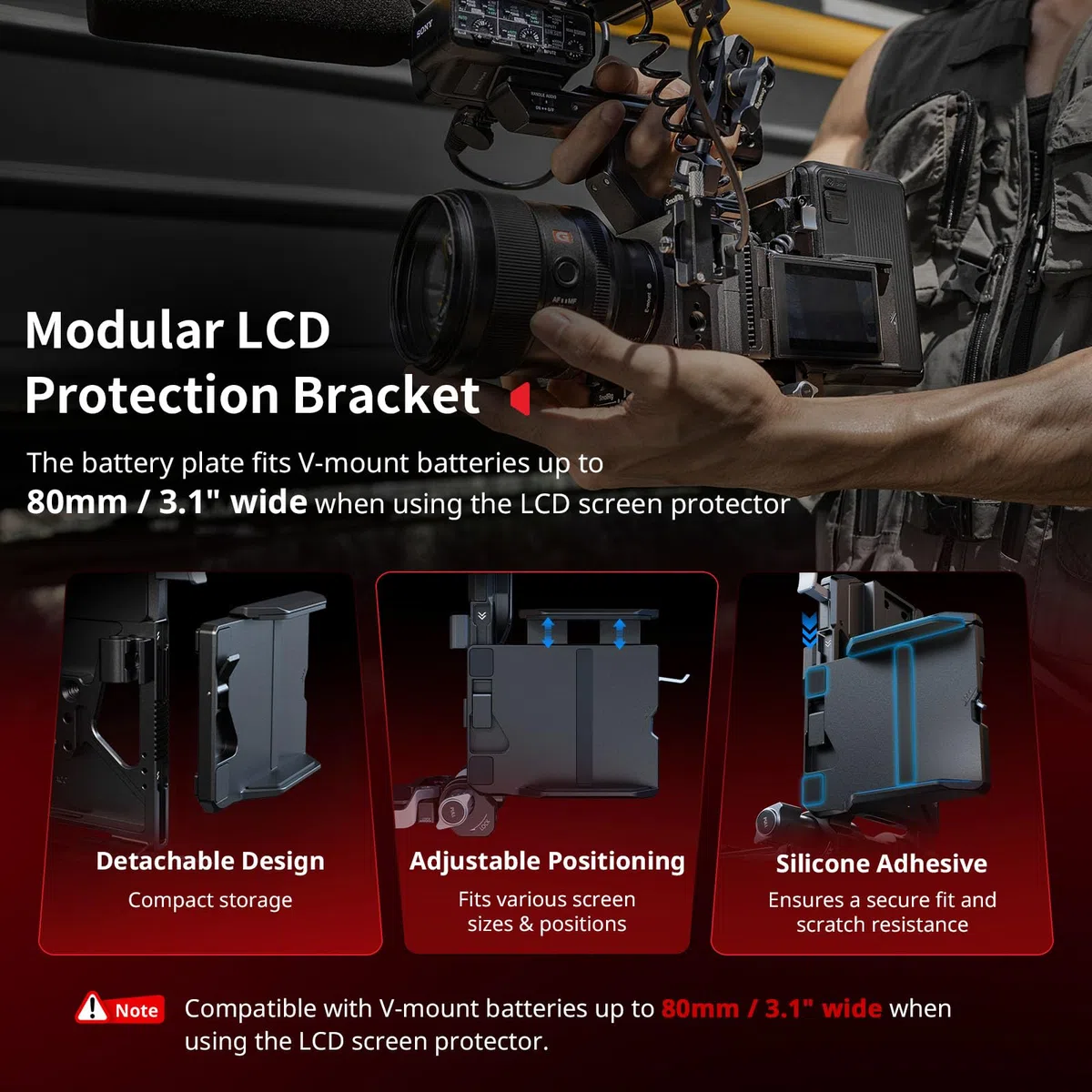SMALLRIG Zestaw składanych płytek montażowych V Mount Pro, z płytką QR do Arca, uchwytem ochronnym ekranu LCD i klipsami kablowymi, uniwersalny, kompaktowy zestaw wideo -5315