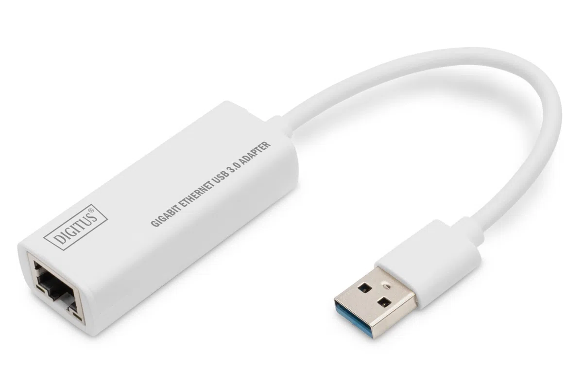 DIGITUS adapter sieciowy przez USB 3.0 – Gigabit Ethernet 1 GBit/s RJ45 – dodatkowe połączenie LAN za pomocą wtyczki USB-A