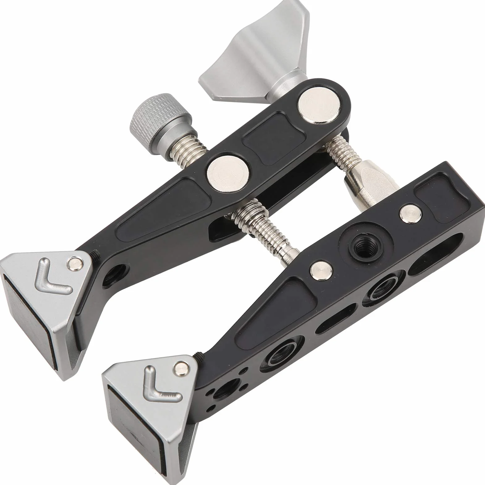 Crab Clamp Super Clamp do Montażu Wsporników Fotograficznych - Trwały Zacisk ze Stopu Aluminium do Balustrad i Stojaków Oświetleniowych, Kolor Czarny