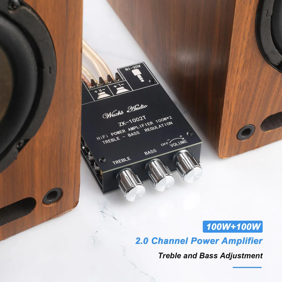 Odbiornik audio stereo Bluetooth 5.0, płyta wzmacniacza z regulacją tonów wysokich i basowych, 2-kanałowy mini bezprzewodowy moduł wzmacniacza cyfrowego o dużej mocy do domowych głośników pasywnych