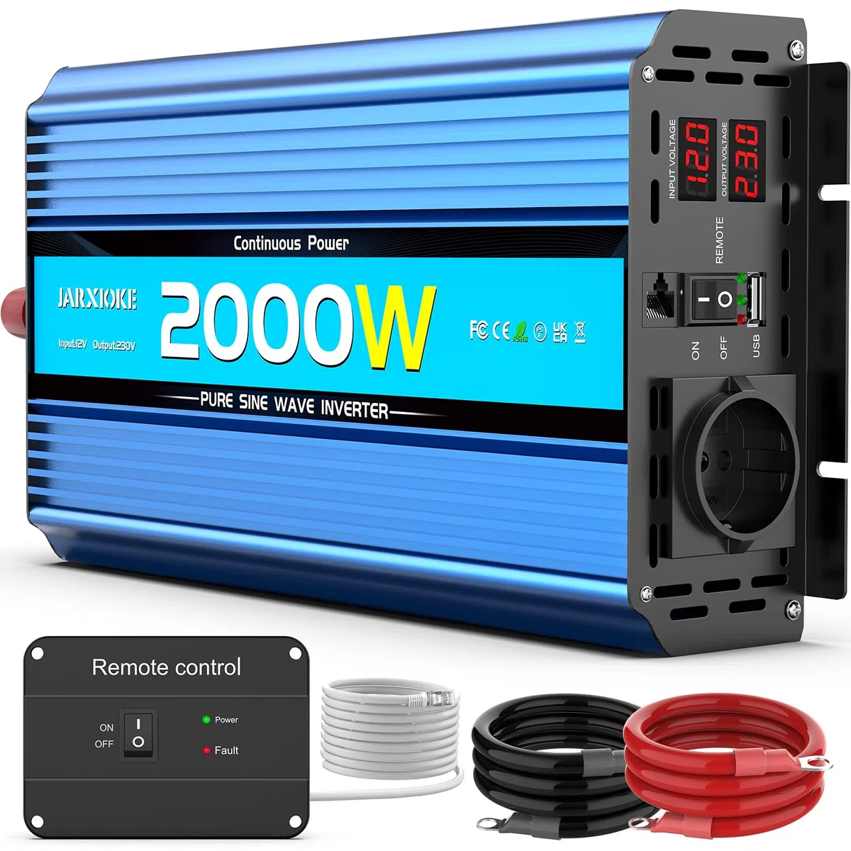 Konwerter 12 v 220v Czysty Sinus 2000W/4000W Przetwornik napięcia inwerterowy z USB i EU prądem zmiennym
