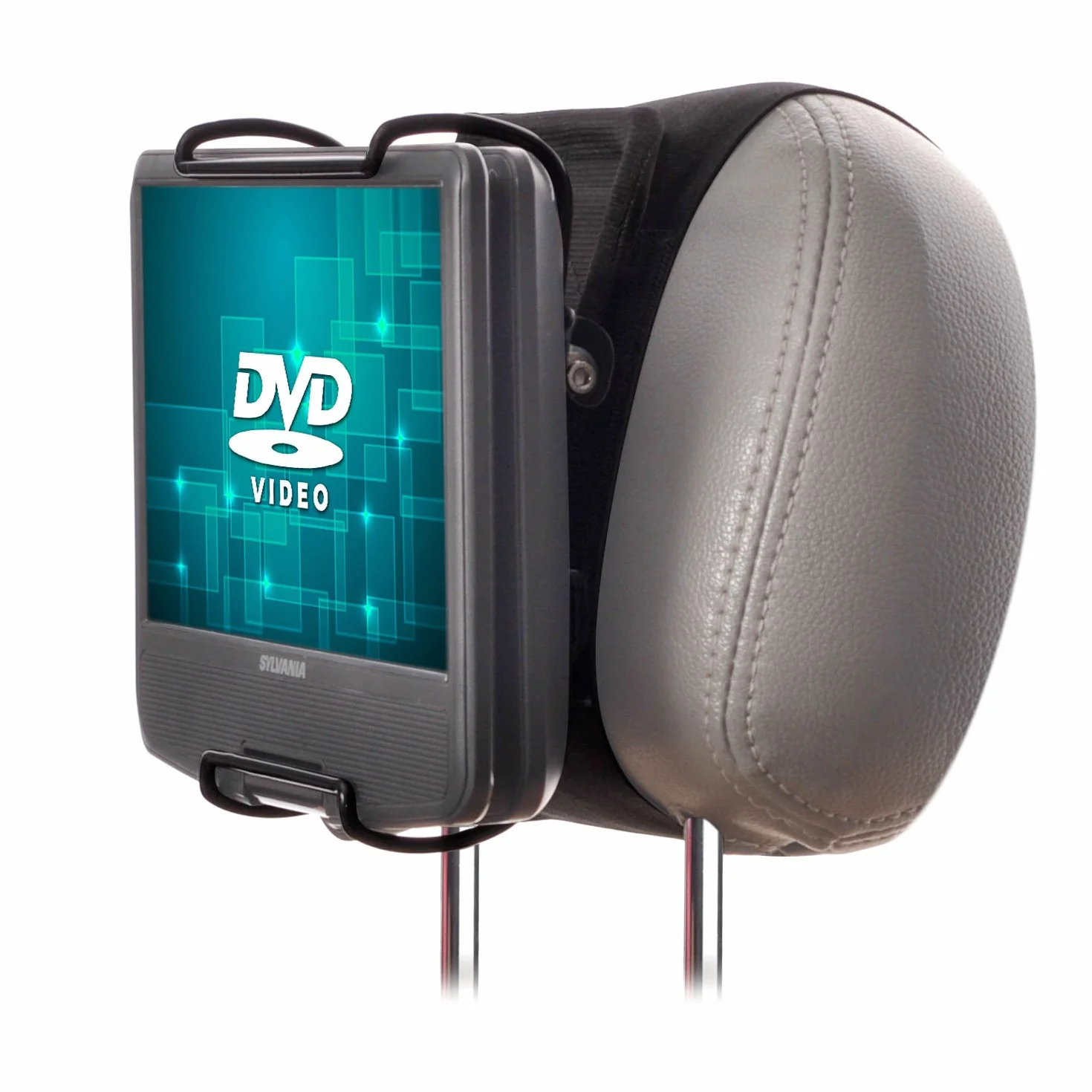 Uchwyt na zagłówek z regulowanymi zaciskami do przenośnych odtwarzaczy DVD, 10 cali LCD LED, czarny