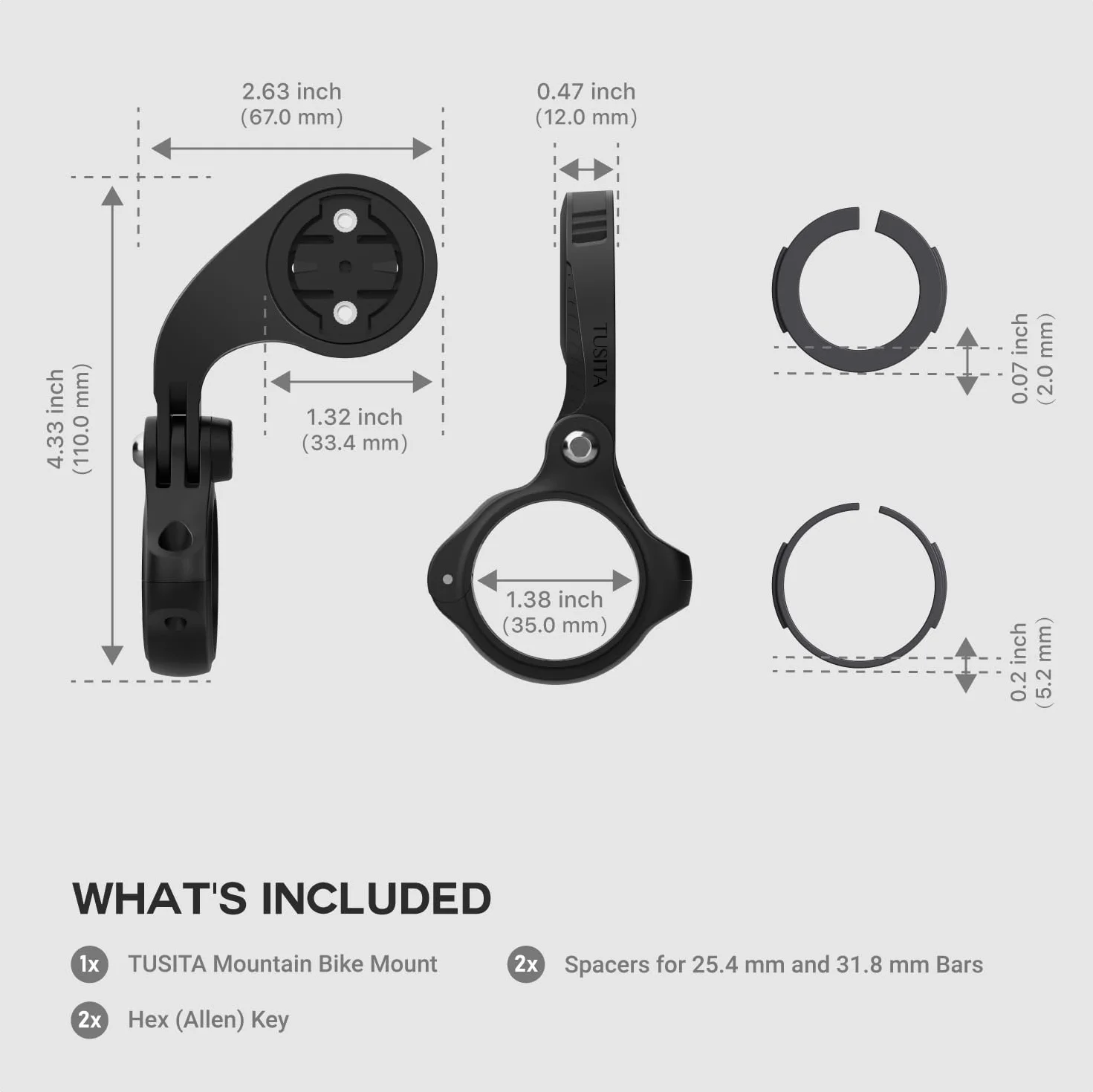 TUSITA 010-12563-02 Edge Uchwyt na Rower Górski Kompatybilny z Garmin Rowerowy GPS Komputer