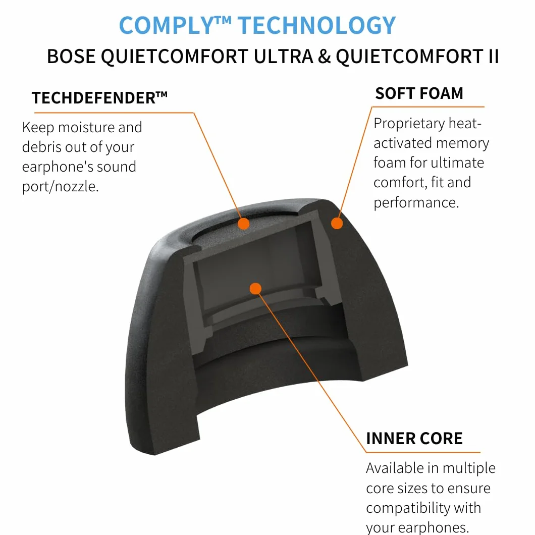 Comply Bose QuietComfort II & Bose QuietComfort Ultra zatyczki do uszu, rozmiar L, 3 pary