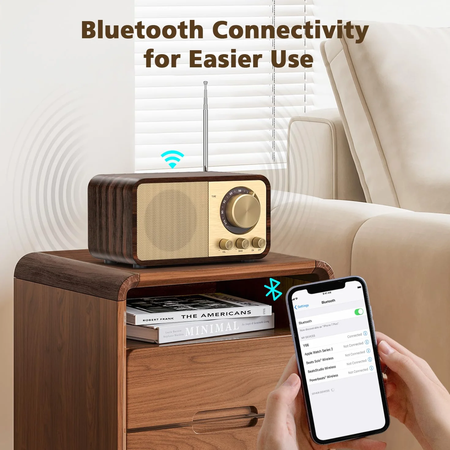 Radio Retro Nostalgiczne z Bluetooth 2000 mAh Głośnik Basowy 5W AUX USB