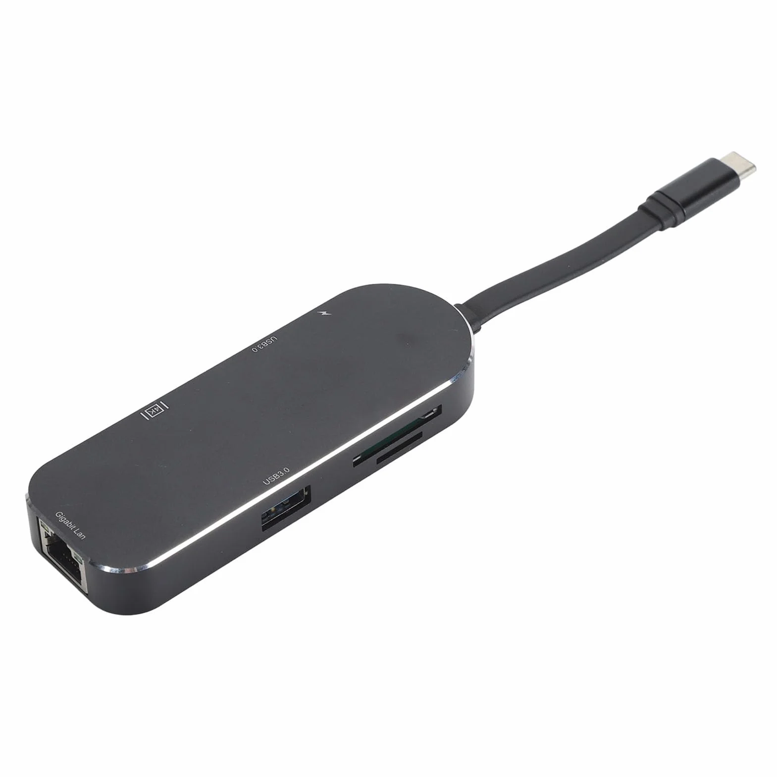 Stacja Dokująca 7 w 1 Hub ze Stopu Aluminium z Wyświetlaczem 4K HD i Złączem RJ45 do Gier Komputerowych i Użytku z Wieloma Urządzeniami (Czarny)