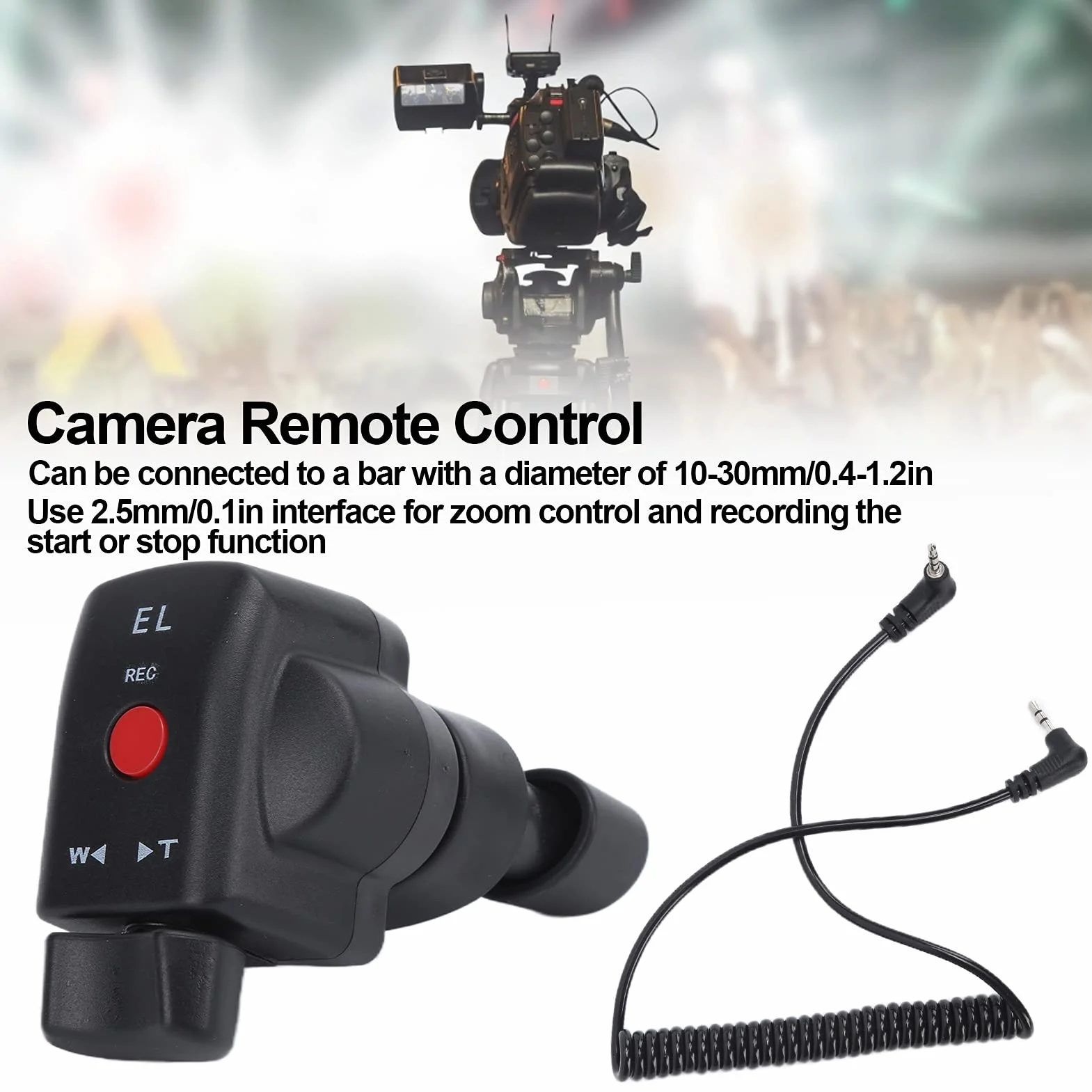 Kontroler Zoomu Kamery, Pilot Zdalnego Sterowania Zoomem z Interfejsem LANC, Bez Baterii, do Kamer z Gniazdami 2.5mm/0.1in