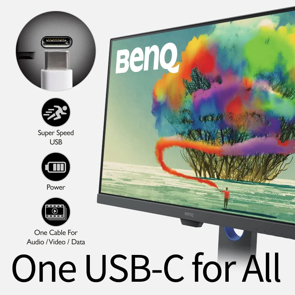 BenQ PD2705Q 27-calowy monitor 2K QHD dla Mac, projektowanie komercyjne/graficzne, edycja wideo, USB-C, 100% sRGB/Rec.709, pilot wyświetlacza, KVM, niskie niebieskie światło, bez migotania, IPS,