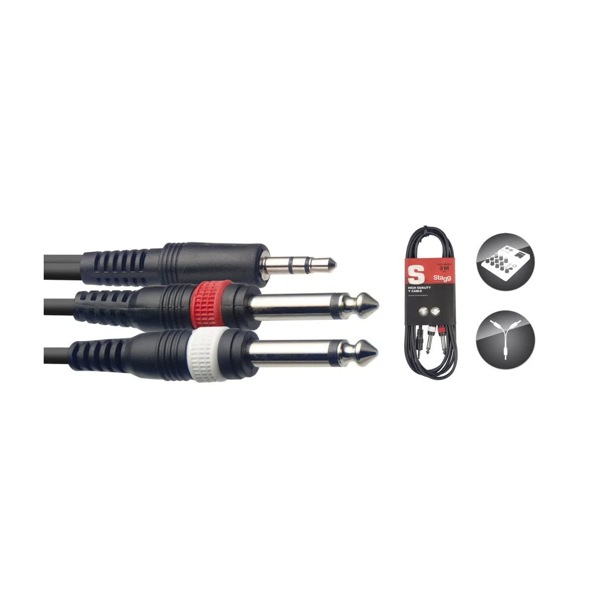 Stagg SYC3/MPS2P E 3 m Stereo Mini Jack/2x Jack Stereo Y Kabel rozdzielający