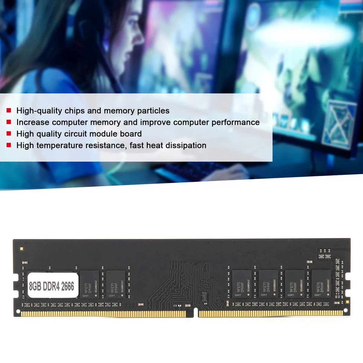 Zunate Moduł pamięci RAM DDR4, 8 GB 2666 MHz PC4-19200 / 16G 2400 MHz PC4-2666 V pamięć RAM do komputerów stacjonarnych, w pełni kompatybilny z / (8 GB)
