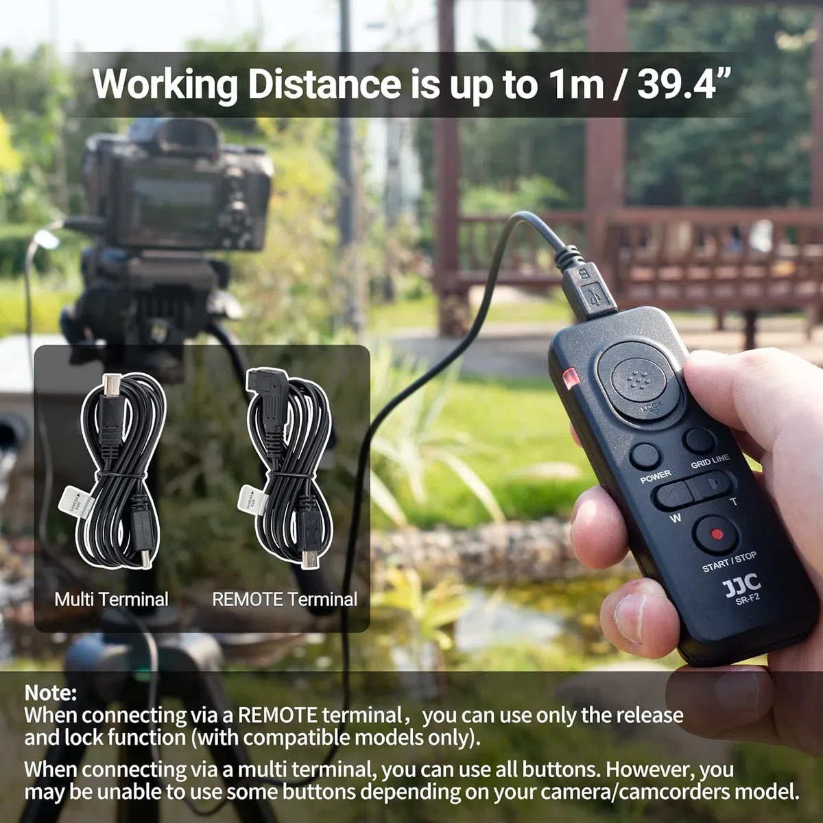 JJC Pilot zdalnego sterowania z wieloma zaciskami do Sony a7R V, a7 IV, A6600 A6400 a7S III ZV-1 A9 A99 A7 A7R A7S RX100 VII, FDR- AX53 CX405 CX900 zastępuje Sony RM-VPR1